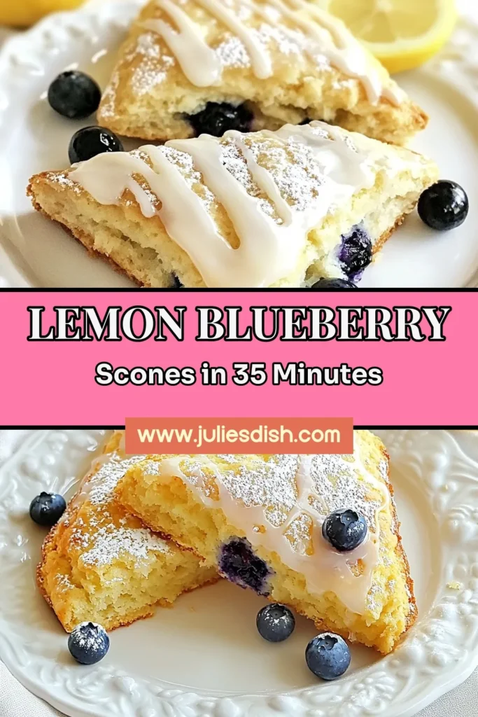 Indulge in the delightful flavors of Lemon Blueberry Scones with this easy recipe! Perfect for breakfast or an afternoon treat, these homemade scones with blueberries are a must-try. Enjoy the zesty lemon flavor combined with juicy blueberries in what many consider the best scone recipe out there. Whip up these Easy Blueberry Scones in just 35 minutes. Don't miss out, save this recipe for your baking adventures! #LemonBlueberryScones #BestSconeRecipe #EasyBlueberryScones #HomemadeScones