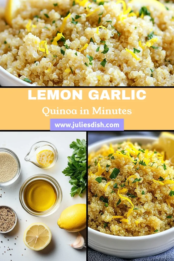 Looking for a nutritious side dish that's easy to make? Try this Instant Pot Lemon Garlic Quinoa. This delightful Instant Pot quinoa recipe combines zesty lemon and aromatic garlic for a healthy quinoa side dish that's perfect for any meal. In just minutes, you can whip up this quick quinoa recipe that's great for meal prep or as a vegetarian Instant Pot recipe. Save this recipe for a tasty twist on quinoa! #HealthyRecipes #InstantPotQuinoa #MealPrep #VegetarianRecipes