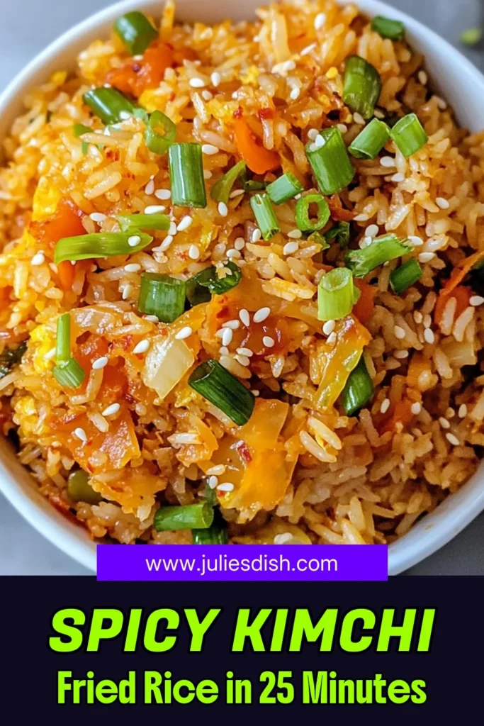 Discover the perfect Spicy Kimchi Fried Rice recipe that combines the bold flavors of kimchi fried rice with gochujang for an unforgettable meal. This easy fried rice recipe is not only delicious but also vegetarian-friendly! Whip up this Korean fried rice in just 25 minutes, making it a fantastic option for any weeknight dinner. Try this savory delight today and elevate your cooking game! Save this recipe now! #SpicyKimchiFriedRice #EasyFriedRiceRecipes #KoreanFriedRice #VegetarianKimchiFriedRice