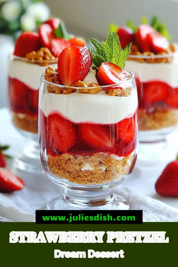 Indulge in this sweet and salty strawberry dessert that's sure to impress! This easy strawberry dessert recipe features a crunchy pretzel crust layered with creamy, dreamy cream cheese, and topped with vibrant strawberry jello. Perfect for gatherings, this pretzel dessert recipe is a delightful treat you won't forget. Create your own strawberry jello dessert today! Save this recipe for your next get-together! #StrawberryDessert #PretzelDessert #EasyDessert #CreamCheeseDelight