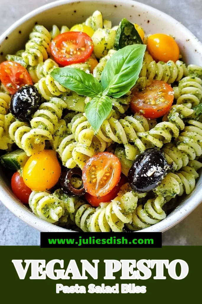 Looking to refresh your meal prep? Try this delicious vegan pesto pasta salad! This healthy pasta salad recipe features whole wheat pasta and a vibrant plant-based pesto recipe that’s bursting with flavor. Perfect as a cold pasta salad vegan option for picnics or lunch. It’s easy to make and packed with fresh veggies. Click to save the recipe and make your next dish a hit! #VeganPasta #HealthyRecipes #PastaSalad #WholeGrains