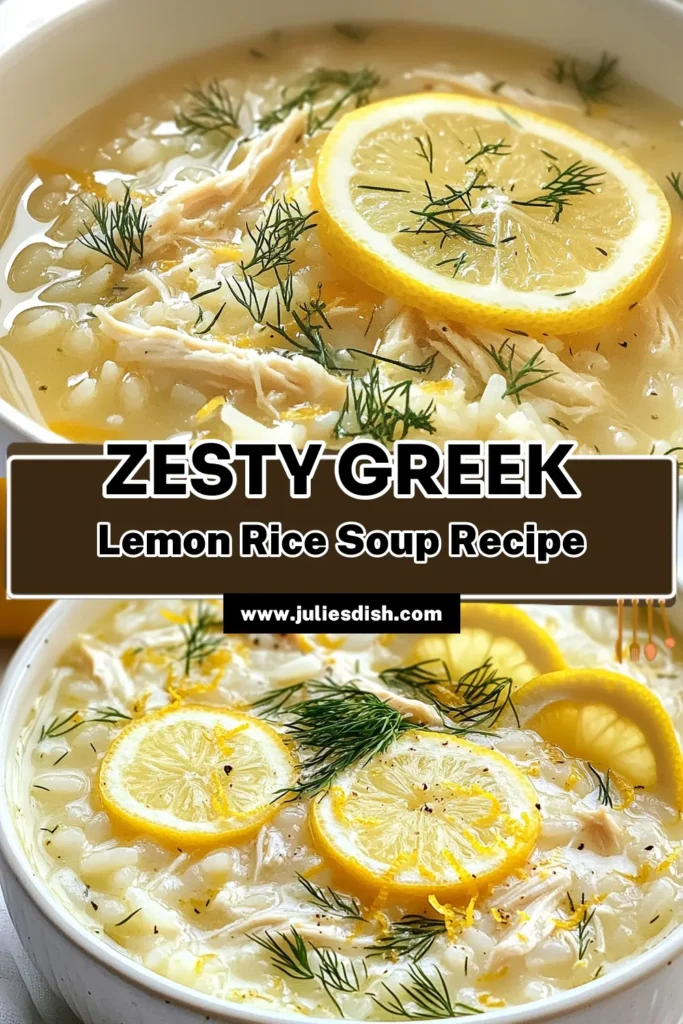 Discover the delightful flavor of Greek lemon rice soup, a warming dish perfect for any occasion. This easy lemon chicken soup features arborio rice for creamy texture and is packed with healthy ingredients. Create your own homemade lemon rice soup in just 35 minutes! Ideal for cozy nights, this recipe is a must-try for soup lovers. Save this healthy Greek soup recipe for a tasty twist on comfort food! #GreekLemonRiceSoup #HealthySoup #EasyRecipes #HomemadeSoup