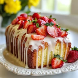 - 1 cup plain Greek yogurt - 1 cup granulated sugar - 3 large eggs - Zest of 1 lemon - 1/4 cup fresh lemon juice - 1/2 cup vegetable oil - 1 teaspoon vanilla extract - 2 cups all-purpose flour - 2 teaspoons baking powder - 1/2 teaspoon baking soda - 1/4 teaspoon salt - 1 cup fresh strawberries, hulled and diced - Optional: additional strawberries for garnish Gathering these ingredients will set you on the path to a delightful treat. The Greek yogurt keeps the loaf moist and adds a subtle tang. Fresh strawberries bring sweetness and a burst of flavor. The lemon zest and juice brighten each bite, making this loaf refreshing. Using vegetable oil helps to keep the loaf light and fluffy. Make sure your eggs are large, as they contribute to the structure. The combination of baking powder and baking soda ensures a nice rise. You can choose to garnish with extra strawberries for a lovely touch. This simple list provides everything you need to make a stunning Strawberry Lemon Yogurt Loaf. Enjoy the process of baking and the sweet rewards that follow! {{ingredient_image_1}} 1. First, preheat your oven to 350°F (175°C). 2. Next, grease a 9x5 inch loaf pan. You can also use parchment paper for easy removal. 3. In a large bowl, combine 1 cup of plain Greek yogurt and 1 cup of granulated sugar. Mix them until creamy and smooth. 1. Now, add 3 large eggs to the yogurt mixture. 2. Then, add the zest of 1 lemon and 1/4 cup of fresh lemon juice. 3. Pour in 1/2 cup of vegetable oil and 1 teaspoon of vanilla extract. 4. Whisk everything together until fully blended. 1. In another bowl, whisk together 2 cups of all-purpose flour, 2 teaspoons of baking powder, 1/2 teaspoon of baking soda, and 1/4 teaspoon of salt. 2. This blend helps the loaf rise nicely. 1. Gradually add the dry mix to the wet mixture. Stir gently until just combined. 2. Be careful not to over-mix. 3. Next, gently fold in 1 cup of hulled and diced strawberries. This adds great flavor. 4. Pour the batter into the prepared loaf pan. Smooth the top with a spatula. 5. Bake in the oven for 50-60 minutes. Check with a toothpick. It should come out clean. 6. If the top browns too fast, cover it loosely with aluminum foil halfway through. 7. Once done, let the loaf cool in the pan for about 10 minutes. Then, transfer it to a wire rack to cool completely. 8. If you like, top the loaf with extra strawberries before slicing. Enjoy your tasty treat! - Avoiding over-mixing the batter: Mix the wet and dry ingredients just enough. Over-mixing can make your loaf tough. Stir gently until you see no dry flour. This keeps the loaf light and fluffy. - How to check for doneness: To check if your loaf is done, insert a toothpick into the center. If it comes out clean, your loaf is ready. If there's batter on the toothpick, bake it a bit longer. Keep an eye on the top. If it gets too brown, cover it with foil. - Adding zest or using flavored yogurt: You can boost the flavor by adding more lemon zest. This gives a bright taste. If you want something different, try using flavored yogurt. Strawberry or vanilla yogurt adds a nice twist to the cake. - Alternatives for loaf pan types: If you don't have a loaf pan, use a round cake pan or muffin tin instead. Adjust the baking time. Muffins may bake faster, so check them early. Use the toothpick test to be sure. Pro Tips Use Room Temperature Ingredients: Make sure your eggs and yogurt are at room temperature before mixing. This helps create a smoother batter and ensures even baking. Fresh Strawberries Are Key: For the best flavor and texture, use fresh, ripe strawberries. Frozen strawberries can add excess moisture and affect the loaf's structure. Check for Doneness: Since ovens can vary, start checking your loaf at the 50-minute mark. A toothpick inserted in the center should come out clean or with a few moist crumbs. Cool Completely Before Slicing: Allow the loaf to cool completely on a wire rack before cutting. This helps the loaf set and ensures a cleaner slice. {{image_2}} You can make this loaf even more fun. Try adding different fruits. Blueberries or raspberries work great. They add new colors and tastes. You can also change the extract. Using almond extract instead of vanilla gives a nice twist. It adds a nutty flavor that pairs well with lemon. If you need gluten-free options, swap all-purpose flour for gluten-free flour. Many brands work well in baking. These flours help keep the loaf light and fluffy. For vegan adjustments, replace the eggs. Use flaxseed meal or applesauce instead. This keeps the loaf moist and delicious without eggs. Serving ideas can elevate your loaf. Top it with a light glaze made from lemon juice and powdered sugar. This adds a sweet, tangy finish. You can also serve it with whipped cream or yogurt on the side. Fresh strawberries also make a beautiful garnish. They add a bright pop of color and flavor. Enjoy your creation with a cup of tea or coffee for a delightful treat! To store leftover loaf, wrap it tightly in plastic wrap. You can also place it in an airtight container. This keeps it fresh for a longer time. Make sure it cools completely before storing. If you want to freeze the loaf, slice it first. Wrap each slice in plastic wrap and place them in a freezer bag. This way, you can take out just what you need. To thaw, leave it in the fridge overnight or at room temperature for a few hours. The typical duration for freshness is about 3 to 4 days at room temperature. If you store it in the fridge, it can last up to a week. Freezing will extend its life for about 2 to 3 months. Always check for any signs of spoilage before eating. You can convert this loaf recipe into muffins easily. Simply pour the batter into a muffin tin instead of a loaf pan. Bake for about 18 to 22 minutes, or until a toothpick comes out clean. Store the muffins in an airtight container. They will keep well for about 3 days at room temperature. For longer storage, freeze them just like the loaf slices. Enjoy your muffins as a quick snack or breakfast! You can replace eggs with unsweetened applesauce. Use 1/4 cup of applesauce for each egg. This keeps the loaf moist and adds sweetness. You can also try mashed bananas or flaxseed meal mixed with water. Mix 1 tablespoon of flaxseed meal with 2.5 tablespoons of water for each egg. Yes, you can use regular yogurt. It will change the texture slightly, but it will still taste delicious. Greek yogurt gives a thicker consistency. If you use regular yogurt, choose a plain flavor for best results. This loaf pairs well with whipped cream or fresh fruit. You can also spread cream cheese or lemon curd on top. Serve it with a hot cup of tea or coffee for a perfect treat. Check the loaf for dryness. If the toothpick comes out clean but the loaf is hard, it's overbaked. A perfectly baked loaf should be moist inside and spring back when pressed gently. If the top is browning too fast, cover it with foil while baking. In this blog post, I shared a simple way to make Strawberry Lemon Yogurt Loaf. We covered ingredients, step-by-step instructions, baking tips, and more. By following these tips, you can enhance flavor and adjust the recipe to fit your needs. With easy storage methods and variations, you can enjoy this loaf in different ways. I hope you feel inspired to bake and enjoy this tasty treat. Happy baking!