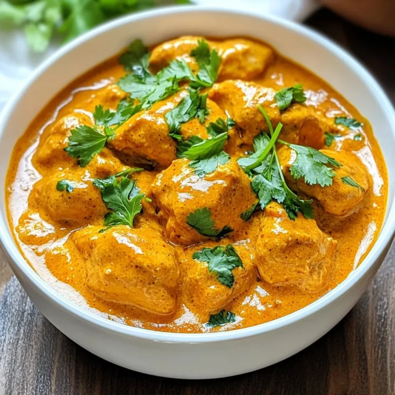 For my Instant Pot Butter Chicken, you will need: - 1.5 lbs boneless, skinless chicken thighs, cut into bite-sized pieces - 1 medium onion, finely chopped - 3 cloves garlic, minced - 1 inch fresh ginger, grated - 1 can (15 oz) tomato puree - 1 cup heavy cream or coconut milk - 1 tablespoon garam masala - 1 teaspoon ground cumin - 1 teaspoon ground coriander - 1 teaspoon turmeric - 1 teaspoon red chili powder (adjust to taste) - 4 tablespoons unsalted butter - Salt to taste - Fresh cilantro, chopped for garnish These ingredients create a rich, tasty dish. Chicken thighs work best due to their juicy texture. If you want to enhance flavors, consider adding: - A splash of lemon juice for brightness - A pinch of sugar to balance acidity - Cashews for a crunchy topping - Green chilies for extra heat These additions can customize your butter chicken and make it even more delightful. I love serving my butter chicken with: - Steamed basmati rice for a classic pairing - Naan bread for dipping and scooping - A side of cucumber salad for freshness These sides complement the spices and richness of the dish perfectly. Enjoy your meal! {{ingredient_image_1}} First, turn on your Instant Pot. Set it to 'Sauté' mode. Add 2 tablespoons of butter to the pot. Let it melt fully. Then add your finely chopped onion. Cook the onion until it looks clear, about 3 to 4 minutes. Next, stir in the minced garlic and grated ginger. Cook them for about one minute. You want to smell their amazing aroma. Now it's time to add spices. Sprinkle in the garam masala, cumin, coriander, turmeric, and red chili powder. Mix these well with the onion, garlic, and ginger. Next, add the chicken pieces. Make sure the chicken gets coated with the spices. Sauté everything together for 2 to 3 minutes. This step gives the chicken a nice, light brown color. After sautéing, pour in the tomato puree. Stir to combine everything. Make sure to scrape the bottom of the pot to get any browned bits. This adds great flavor. Now, close the lid of your Instant Pot. Ensure the valve is set to sealing. Set it to 'Manual' or 'Pressure Cook' on high for 10 minutes. Once done, carefully do a quick release of the pressure. When the valve drops, open the lid. Finally, stir in the remaining butter and heavy cream or coconut milk. Mix until smooth. Add salt to taste for the perfect finish. One common mistake is not sautéing the onions enough. You want them soft and sweet. If you skip this step, the dish may taste raw. Another mistake is adding all the spices at once. This can lead to uneven flavor. Instead, add them in steps, mixing well. Also, avoid overcooking the chicken. It should be tender, not dry. Lastly, don’t forget to scrape the bottom of the pot. This releases tasty bits that add flavor. Butter chicken can be mild or spicy. If you like it mild, use less red chili powder. Start with half a teaspoon and taste. You can always add more later. For a spicy kick, feel free to add more chili powder. Another tip is to use coconut milk instead of cream. Coconut milk can help tone down spice. Always remember, you can control the heat to match your taste. Achieving a creamy texture is key to great butter chicken. Always add the cream or coconut milk at the end. Stir it in after pressure cooking. This keeps it smooth and rich. If the sauce is too thick, add a splash of water. If it's too thin, let it cook a bit longer on sauté mode. You want a sauce that coats the chicken well. Don't rush this step; it makes all the difference. Pro Tips Use Fresh Spices: Freshly ground spices enhance the flavor of the dish. If possible, grind whole spices just before using them for the most potent aroma and taste. Marinate the Chicken: For an even more flavorful butter chicken, marinate the chicken in yogurt and spices for a few hours or overnight before cooking. Adjust the Creaminess: You can easily adjust the creaminess of the dish by using more or less heavy cream or coconut milk, depending on your preference. Serve with a Twist: Try serving butter chicken with quinoa or cauliflower rice for a healthier alternative to traditional basmati rice. {{image_2}} You can switch out the chicken for other proteins. Try using shrimp or tofu. For shrimp, cook until pink and firm. For tofu, use firm or extra-firm. Cut it into cubes, and sauté it just like chicken. Each option will give you a new flavor twist. To make this dish dairy-free, swap heavy cream for coconut milk. Coconut milk adds a rich, creamy texture without dairy. You can also use cashew cream for a nutty flavor. Just blend soaked cashews with water until smooth. This change keeps the dish rich and tasty. If you want a vegetarian option, use chickpeas or paneer. Chickpeas add protein and a nice texture. For paneer, cut it into cubes and sauté until golden. You can also add vegetables like bell peppers or spinach. These will enhance the dish and add color. To store your butter chicken, let it cool first. Then, place it in an airtight container. This keeps the flavors fresh. You can keep it in the fridge for up to three days. If you want to enjoy it later, freezing works well too. When you’re ready to eat, reheating is simple. You can use the microwave or the stove. For the microwave, heat in short bursts. Stir in between to heat evenly. On the stove, warm it in a pan. Add a splash of water or cream to help it stay creamy. Heat until hot, but don’t boil it. To freeze butter chicken, use freezer-safe containers. Make sure to leave some space for expansion. It can last in the freezer for up to three months. When you want to eat it, thaw it in the fridge overnight. Reheat using the instructions above. Enjoy that delicious meal again! Yes, you can use frozen chicken in this recipe. Just add a few extra minutes to the cooking time. Make sure to check that the chicken is fully cooked after pressure cooking. If it’s not, you can cook it for a few more minutes. Butter chicken goes well with various sides. Here are some ideas: - Basmati rice - Naan bread - Roti or chapati - A fresh salad - Roasted vegetables These sides will help soak up the rich sauce and add balance to your meal. Butter chicken lasts about 3 to 4 days in the fridge. Store it in an airtight container to keep it fresh. When you’re ready to eat it, just reheat it on the stove or microwave until hot. Yes, you can make butter chicken on the stove. Just follow the same steps but use a large pot. Cook the chicken until it’s browned first, then add the tomato puree and spices. Simmer for 20-30 minutes until the chicken is tender. Add cream at the end, and you're good to go! You learned about key ingredients for butter chicken and how to cook it step-by-step. We covered tips to avoid mistakes and variations for different diets. Remember to store leftovers properly and reheat them for the best taste. You can enjoy this dish made with chicken or other proteins. Use this guide to make your butter chicken great every time. Enjoy cooking and savoring this meal with friends and family.