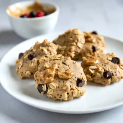 The key to making Peanut Butter Oatmeal Breakfast Cookies lies in choosing the right ingredients. Each one adds flavor and texture. Here’s what you need: - 1 cup natural peanut butter - 1/2 cup honey or maple syrup - 1 cup rolled oats - 1/2 cup almond flour - 1/4 cup chia seeds - 1/4 cup chocolate chips (optional) - 1 teaspoon vanilla extract - 1 teaspoon baking powder - 1/2 teaspoon cinnamon - Pinch of salt Natural peanut butter gives these cookies a rich, nutty taste. Honey or maple syrup adds sweetness and moisture. Rolled oats provide a hearty base. Almond flour gives a nice texture without gluten. Chia seeds boost nutrition and help bind the cookies. You can add chocolate chips for a sweet treat. Vanilla extract and cinnamon enhance the flavor, while a pinch of salt balances the sweetness. Each ingredient plays a role in creating a simple, tasty breakfast treat. {{ingredient_image_1}} First, set your oven to 350°F (175°C). This is the perfect temperature for baking. While the oven warms up, grab a baking sheet and line it with parchment paper. This helps keep the cookies from sticking and makes cleanup easy. In a big bowl, take 1 cup of natural peanut butter and 1/2 cup of honey or maple syrup. Mix them well until smooth. Next, add 1 teaspoon of vanilla extract and stir it in. In another bowl, put together 1 cup of rolled oats, 1/2 cup of almond flour, 1/4 cup of chia seeds, 1 teaspoon of baking powder, 1/2 teaspoon of cinnamon, and a pinch of salt. Mix these dry ingredients until they blend well. Now, take the dry mix and slowly fold it into the wet mix. Keep folding until a dough forms. If you want chocolate chips, add 1/4 cup now and mix them in. Use a tablespoon or a cookie scoop to drop dough onto your baking sheet. Flatten each cookie a bit. They won’t spread much while baking. Bake them for 10 to 12 minutes. They are ready when the edges turn golden brown. Let the cookies cool on the baking sheet for about 5 minutes before moving them to a wire rack to cool completely. To make the perfect dough, start with the right ratio of wet to dry ingredients. You want a thick, sticky dough. If it feels too dry, add a splash of water or a bit more peanut butter. If it’s too wet, sprinkle in more almond flour or oats. The dough should hold together but still be easy to scoop. Baking time is key for the right texture. For a chewy cookie, bake for about 10 minutes. If you prefer a firmer cookie, let them bake for up to 12 minutes. Watch for golden edges; that’s a sign they are ready. Don’t forget to cool them slightly on the baking sheet. This helps them firm up a bit. For a fun presentation, stack the cookies on a colorful plate. You can also add a small bowl of fresh fruit next to them. A drizzle of honey or a sprinkle of chia seeds on top adds a nice touch. Enjoy these cookies with a glass of milk or coffee for a complete breakfast treat! Pro Tips Use Natural Peanut Butter: Opt for natural peanut butter without added sugars or oils for a healthier cookie that has a rich peanut flavor. Experiment with Sweeteners: Feel free to substitute honey with maple syrup or coconut nectar to cater to different dietary preferences or to add unique flavors. Chill the Dough: For thicker cookies, consider chilling the dough for 30 minutes before baking. This helps maintain their shape during baking. Customize Add-ins: Mix in your favorite add-ins like dried fruits, nuts, or seeds to create a personalized cookie that suits your taste. {{image_2}} You can make small swaps to boost health. Instead of honey, try using agave syrup. It has a lower glycemic index. For a lower-calorie option, try using stevia. This keeps the sweetness but cuts back on calories. You can also switch almond flour for oat flour. This adds more fiber to your cookies. Experiment with these swaps to fit your diet while keeping the flavor strong. To make these cookies your own, add different spices. A dash of nutmeg gives warmth. You can also toss in chopped nuts, like walnuts or pecans, for crunch. Dried fruit like cranberries or raisins adds a sweet chew. Feel free to mix and match. The base recipe is great for many flavors. Let your taste buds guide you in creating your perfect cookie. If you are gluten-free, use certified gluten-free oats. This keeps the recipe safe for your needs. For a vegan option, swap honey for maple syrup. Use a flax egg instead of regular eggs if needed. Just mix one tablespoon of ground flax with three tablespoons of water. Let it sit for a few minutes to thicken. These changes keep everyone happy and included at the breakfast table. To keep your peanut butter oatmeal cookies fresh, store them in an airtight container. This helps keep moisture in while preventing them from drying out. Layer parchment paper between cookies to avoid sticking. You can keep them at room temperature for up to a week. If you want them to last longer, the fridge is a good option. Just make sure to seal them well. Freezing your cookies is simple. Allow them to cool completely. Then, place them in a single layer on a baking sheet. Freeze until solid, then transfer to a freezer bag. Be sure to squeeze out any air before sealing. When you're ready to enjoy, take out a cookie and let it thaw at room temperature. You can also microwave them for about 10-15 seconds for a warm treat. Peanut butter oatmeal cookies stay fresh for about a week at room temperature. If stored in the fridge, they can last up to two weeks. Freezing extends their life to about three months. Always check for any signs of spoilage before eating. Enjoy your cookies while they are still tasty! Yes, you can use other nut butters. Almond butter, cashew butter, or sunflower seed butter work well. Each nut butter adds its unique flavor and texture. If you choose a nut butter that is thicker, you may need to adjust the amount of sweetener. Check the consistency to keep the dough workable. These cookies last about one week at room temperature. Store them in an airtight container to keep them fresh. You can also refrigerate them for up to two weeks. For longer storage, freeze them for up to three months. Just thaw them in the fridge when you want to enjoy them. Absolutely! You can swap out ingredients based on your taste. Try adding dried fruit, nuts, or seeds. You can also use different sweeteners like agave nectar or coconut sugar. If you want them to be gluten-free, replace almond flour with a gluten-free flour blend. The options are endless! You now have all the steps to make these tasty cookies. We covered ingredients, mixing, baking, and storage. You can create your own flavors and make these cookies fit your needs. With simple swaps, you can enjoy a healthier or vegan treat. Remember, the right storage helps keep them fresh. Be sure to experiment with add-ins and variations. Have fun making these delicious cookies your own!