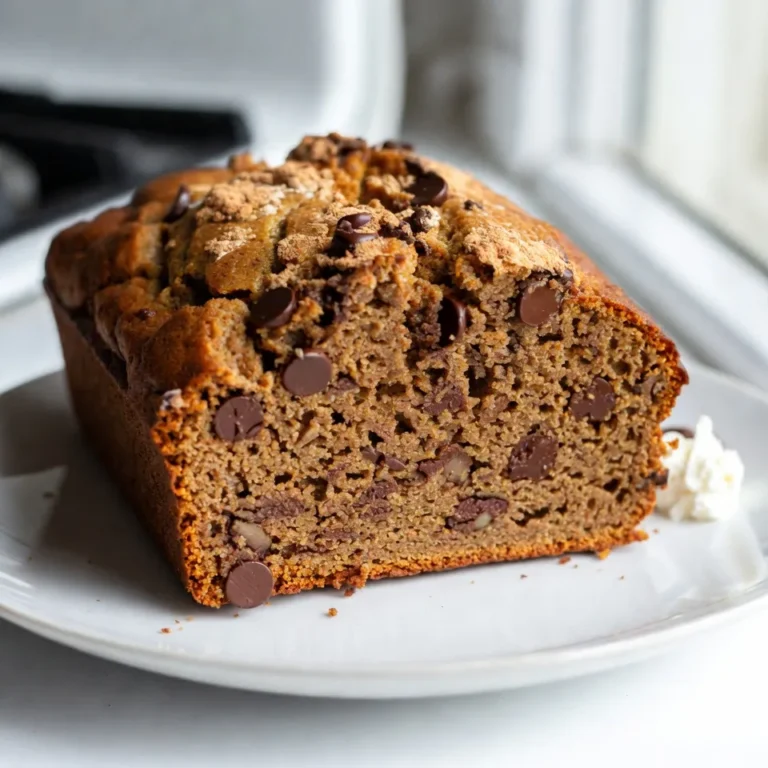 To make this chocolate chip pumpkin bread, gather these key ingredients: - 1 cup canned pumpkin puree - 1/2 cup vegetable oil - 1 cup brown sugar - 1/2 cup granulated sugar - 2 large eggs - 1 teaspoon vanilla extract - 1 1/2 cups all-purpose flour - 1 teaspoon baking powder - 1/2 teaspoon baking soda - 1/2 teaspoon salt - 1 teaspoon ground cinnamon - 1/2 teaspoon ground nutmeg - 1/4 teaspoon ground ginger - 1 cup semi-sweet chocolate chips - 1/2 cup chopped walnuts or pecans (optional) You can add your own twist to this recipe. Consider these options: - Swap semi-sweet chocolate chips for dark chocolate or white chocolate. - Use a mix of nuts like almonds or hazelnuts for extra crunch. - Add dried fruit, like cranberries or raisins, for a sweet touch. Accurate measurements matter in baking. Here are some tips: - Use a dry measuring cup for flour and sugar. Level it off for accuracy. - For sticky ingredients like pumpkin puree, use a rubber spatula to scoop. - When measuring brown sugar, pack it firmly into the cup for best results. - Always check expiration dates on your baking powder and soda for freshness. By using these tips and ingredients, you'll create a delicious loaf every time! {{ingredient_image_1}} First, preheat your oven to 350°F (175°C). This helps the bread bake evenly. Next, grease a 9x5-inch loaf pan. You can use cooking spray or butter. In a large mixing bowl, combine 1 cup of canned pumpkin puree, 1/2 cup of vegetable oil, 1 cup of brown sugar, and 1/2 cup of granulated sugar. Mix these until they blend well. Then, add 2 large eggs and 1 teaspoon of vanilla extract. Stir these until fully mixed. In another bowl, whisk together 1 1/2 cups of all-purpose flour, 1 teaspoon of baking powder, 1/2 teaspoon of baking soda, 1/2 teaspoon of salt, 1 teaspoon of ground cinnamon, 1/2 teaspoon of ground nutmeg, and 1/4 teaspoon of ground ginger. Make sure these dry ingredients are well combined. Now, carefully add the dry mix to the wet ingredients. Stir until just combined. Don’t overmix or the bread may be tough. Finally, fold in 1 cup of semi-sweet chocolate chips and 1/2 cup of chopped walnuts or pecans if you like nuts. Pour the batter into your greased loaf pan. Smooth the top with a spatula to make it nice. Now, place the pan in your preheated oven. Bake for 60 to 70 minutes. The bread is ready when a toothpick inserted into the center comes out clean. Keep an eye on it after 50 minutes to avoid overbaking. Once baked, remove the pan from the oven. Let the bread cool in the pan for 10 minutes. This step helps it set. After that, transfer it to a wire rack. Allow the bread to cool completely before slicing. If you slice it too soon, it may crumble. For neat cuts, use a sharp knife. Enjoy the rich flavors and warm spices in every slice! To make your chocolate chip pumpkin bread a hit, follow these simple tips: - Measure your ingredients carefully. This helps get the right texture. - Mix wet and dry ingredients separately. This avoids lumps in the batter. - Don’t overmix the batter. Stir until just combined for a soft bread. - Use room temperature eggs. They blend better with the other ingredients. - Check for doneness with a toothpick. It should come out clean from the center. Avoid these common mistakes for the best results: - Using expired baking powder or soda. Freshness is key for rise and texture. - Skipping the greasing of the loaf pan. This may lead to sticking and tearing. - Not cooling the bread before slicing. This helps the texture and flavor develop. - Overbaking the bread. Keep an eye on it to prevent dryness. - Forgetting optional ingredients. Nuts or spices can enhance flavor and crunch. Having the right tools makes baking easier. Here’s what you need: - 9x5-inch loaf pan. Perfect size for this recipe. - Mixing bowls. Have at least two for wet and dry ingredients. - Whisk. Great for mixing dry ingredients evenly. - Spatula. Helps fold in chocolate chips without breaking them. - Toothpick. Essential for checking if your bread is done. Pro Tips Use Fresh Spices: Freshly ground spices like cinnamon and nutmeg can elevate the flavor of your pumpkin bread significantly. Consider grinding them just before use for the best results. Don’t Overmix: When combining the wet and dry ingredients, mix just until combined. Overmixing can lead to a denser bread, losing that light and fluffy texture. Check for Doneness: Ovens can vary in temperature, so start checking your bread at the 60-minute mark. A toothpick inserted should come out clean or with just a few moist crumbs. Perfect Storage: To keep your pumpkin bread moist, wrap it tightly in plastic wrap and store it at room temperature. It can also be frozen for longer storage, just make sure to wrap it well. {{image_2}} You can easily make this bread gluten-free. Just swap all-purpose flour with a gluten-free blend. Look for a blend that works well in baking. Measure it just like regular flour. The texture will be slightly different, but still yummy. You might want to add a bit more pumpkin puree for moisture. This change keeps your gluten-free bread soft and tasty. To make a vegan version, use flax eggs instead of regular eggs. Mix one tablespoon of ground flaxseed with three tablespoons of water. Let it sit for five minutes until it thickens. Replace the vegetable oil with applesauce for moisture and sweetness. Use dairy-free chocolate chips to keep it vegan. This way, everyone can enjoy a slice without any animal products! There are many ways to boost the flavor of your pumpkin bread. You can add nuts like walnuts or pecans for crunch. They add a nice texture. If you want a sweeter touch, add dried fruit like raisins or cranberries. You can also mix in spices like allspice or cloves for a warm taste. Another fun twist is adding a splash of orange juice or zest for a citrus kick. Try different combinations to find your favorite! To keep your chocolate chip pumpkin bread fresh, wrap it well. Use plastic wrap or aluminum foil. You can also place it in an airtight container. Store it at room temperature for up to three days. If you want to keep it longer, consider refrigeration. This method can help it last for about a week. But remember, chilling can change its texture a bit. Freezing is a great option for longer storage. First, let the bread cool completely. Then, wrap it tightly in plastic wrap. After that, place it in a freezer bag or container. Mark it with the date for easy tracking. You can freeze this bread for up to three months. When you’re ready to eat it, just thaw it in the fridge overnight. To enjoy your pumpkin bread warm, you can reheat it easily. Slice the bread before reheating. Place slices on a microwave-safe plate. Heat them for about 15-20 seconds. If you prefer the oven, set it to 350°F (175°C). Wrap the bread in foil and heat for about 10-15 minutes. This way, it stays moist and tasty! Chocolate chip pumpkin bread can last for about five days when stored properly. Keep it in an airtight container at room temperature. If you want it to last longer, you can freeze it. Wrapped well, it can stay fresh for up to three months in the freezer. Yes, you can use fresh pumpkin instead of canned. Start with a small pumpkin, cook it, and mash it until smooth. This works great in my recipe. Keep in mind that fresh pumpkin may have a bit more moisture. Adjust your other ingredients if needed. Chocolate chip pumpkin bread is tasty on its own, but you can enjoy it with some extra treats. Try serving it with a dollop of whipped cream cheese or a scoop of vanilla ice cream. You can also pair it with a hot cup of coffee or tea for a cozy snack. This blog post covered everything you need for chocolate chip pumpkin bread. We discussed key ingredients and measurement tips, along with easy step-by-step baking instructions. I shared common mistakes to avoid and the best tools for success. You also learned about gluten-free and vegan variations, plus tips for storing and reheating. In conclusion, you now have all the info to bake delicious pumpkin bread at home. Enjoy the fall flavors with family and friends by trying out these recipes. Happy baking!