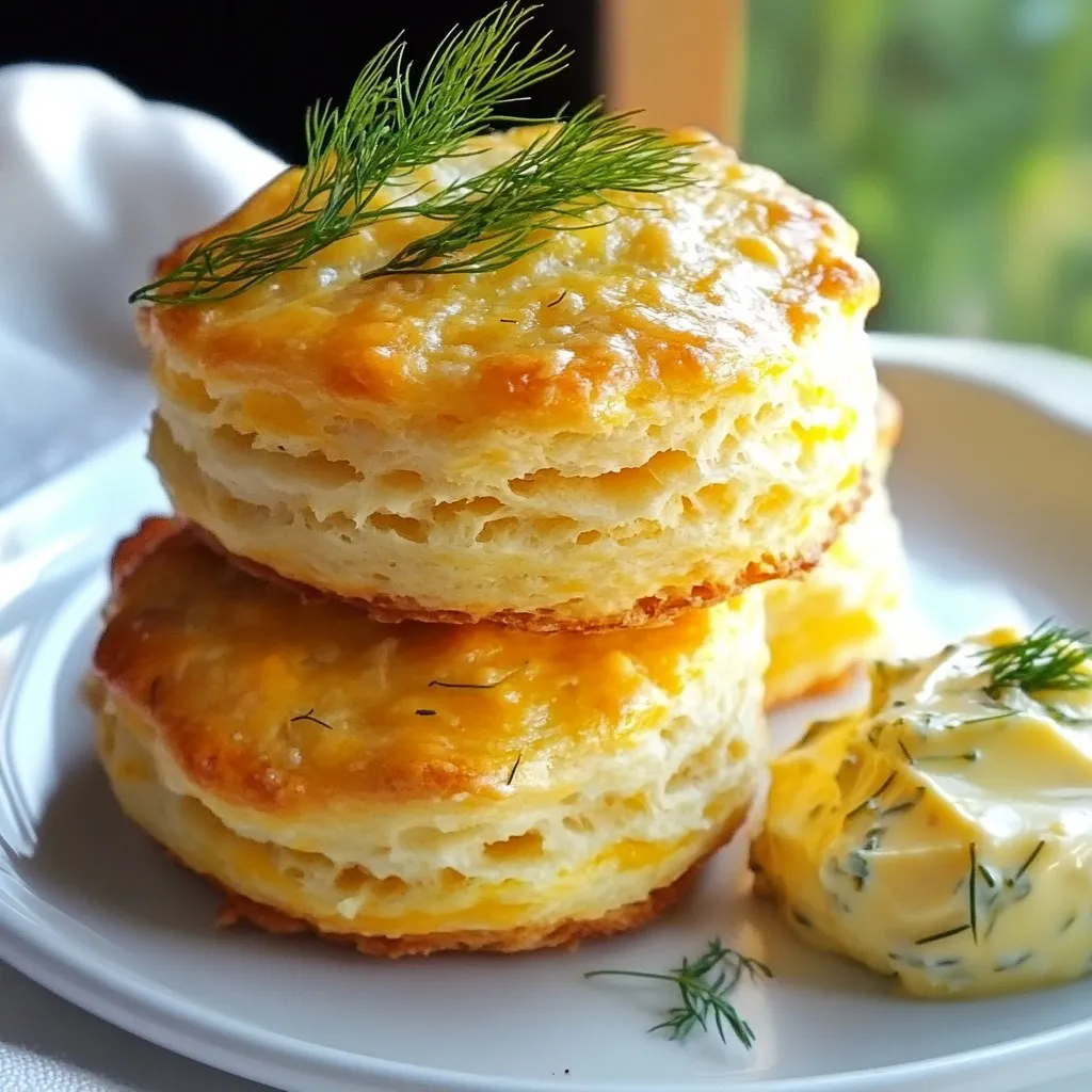 - 1 ¾ cups all-purpose flour - 1 tablespoon baking powder - ½ teaspoon baking soda - 1 teaspoon salt - ¼ cup unsalted butter, chilled and cubed - 1 cup shredded sharp cheddar cheese - ½ cup dill pickles, finely chopped - ½ cup buttermilk - 1 tablespoon fresh dill, chopped (optional) - 1 tablespoon pickle juice To make dill pickle cheddar biscuits, you need simple ingredients. Start with all-purpose flour, baking powder, baking soda, and salt. These form the base. The cold unsalted butter adds flakiness. Sharp cheddar cheese gives a rich flavor. Finely chopped dill pickles add a tangy crunch. Buttermilk keeps the biscuits moist. Fresh dill is optional but adds freshness. Lastly, pickle juice enhances the dill flavor. Gather these items to prepare your dough. Measure everything carefully for the best results. When you use quality ingredients, your biscuits will taste amazing. If you can't find fresh dill, skip it. The pickles and cheese will still shine through. Enjoy mixing these flavors in your kitchen! {{ingredient_image_1}} First, set your oven to 425°F (220°C). This temperature helps the biscuits rise well. While it heats, line a baking sheet with parchment paper. This keeps the biscuits from sticking. Now, grab a big mixing bowl. Add 1 ¾ cups of all-purpose flour, 1 tablespoon of baking powder, ½ teaspoon of baking soda, and 1 teaspoon of salt. Whisk these together until they blend nicely. You want an even mix for the best flavor. Next, take ¼ cup of chilled, cubed unsalted butter. Add it to your flour mix. Use a pastry cutter or your fingers to cut the butter into the flour. You want it to look like coarse crumbs. Then, stir in 1 cup of shredded sharp cheddar cheese and ½ cup of finely chopped dill pickles. Mix well so everything is evenly spread. In a separate bowl, mix together ½ cup of buttermilk, 1 tablespoon of fresh dill (if using), and 1 tablespoon of pickle juice. This mix adds flavor and moisture to the dough. Pour the wet mix into the dry ingredients. Stir gently with a spatula until just combined. Be careful not to overmix, or your biscuits may be tough. Turn the dough out onto a floured surface. Knead it a few times until it holds together. Pat it into a rectangle that is about 1 inch thick. Use a biscuit cutter to cut out your biscuits. Place them on the prepared baking sheet. Gather any scraps, reroll, and cut out more biscuits. Bake your biscuits for 12-15 minutes. They should turn golden brown on top. Once done, let them cool slightly on the baking sheet. Then, transfer them to a wire rack. Enjoy these tasty treats warm! To get the right biscuit texture, keep your butter cold. Cold butter creates steam when baking. This steam helps the biscuits rise and stay light. Use a pastry cutter or your fingers to mix in the butter. You want coarse crumbs, not a smooth dough. This keeps your biscuits flaky and tender. Fresh herbs can add a nice touch to your dill pickle cheddar biscuits. If you have fresh dill, chop it finely and mix it in. It boosts the flavor and makes your biscuits taste fresh. You can also try other herbs, like chives or parsley, for a twist. The key is to not overdo it; a tablespoon is enough. Overmixing can make your biscuits tough. When you add the wet ingredients, mix gently. Use a spatula to fold the dough until just combined. If you see some flour still showing, that’s okay. A few lumps are fine. After mixing, turn the dough onto a floured surface and knead it gently. This helps bring the dough together without overworking it. Pro Tips Chill Your Ingredients: Make sure your butter and buttermilk are cold. This helps create flaky layers in your biscuits. Don’t Overmix: Mix until just combined to ensure your biscuits are light and tender. Overmixing can lead to tough biscuits. Use Fresh Dill: For the best flavor, use fresh dill instead of dried. It enhances the taste of your biscuits significantly. Experiment with Cheese: Try different types of cheese like gouda or pepper jack for a unique twist on the flavor profile. {{image_2}} You can easily swap dill for chives. Chives add a mild onion flavor. Just mix in ¼ cup of chopped chives with the shredded cheddar. This gives the biscuits a fresh twist. They will taste great with soups or salads. If you like heat, add some spice! Mix in ¼ teaspoon of cayenne pepper or red pepper flakes. This will give your biscuits a kick. The spicy flavor pairs well with the tangy dill pickles. You can also serve them with spicy dips for an extra zing. Feel free to get creative with cheese! You can use gouda, pepper jack, or even feta. Each type of cheese will change the flavor profile. For example, gouda adds a rich creaminess, while feta gives a nice salty bite. Just remember to keep the cheese in the same amount, one cup shredded. Enjoy mixing and matching to find your favorite! To keep your dill pickle cheddar biscuits fresh, let them cool first. Place them in an airtight container. Store them at room temperature for up to two days. If you want to keep them longer, try refrigerating them. They can last up to a week in the fridge. Just make sure to seal them well to avoid drying out. When you're ready to enjoy the leftovers, preheat your oven to 350°F (175°C). Place the biscuits on a baking sheet. Heat them for about 5 to 10 minutes. This will help them regain their warm, fluffy texture. You can also use the microwave. Just warm them for 15 to 20 seconds. But be careful not to make them tough. If you want to enjoy these biscuits later, freezing is a great option. First, let the biscuits cool completely. Then, wrap each biscuit tightly in plastic wrap. Place them in a freezer bag or container. They will keep well for up to three months. When you're ready to eat, simply thaw them overnight in the fridge. Reheat as described above for the best taste. Yes, you can use yogurt instead of buttermilk. Yogurt adds a nice tang. To make it more liquid, mix it with a bit of water. Use a 1:1 ratio, so if the recipe calls for ½ cup of buttermilk, use ½ cup of yogurt mixed with 1 tablespoon of water. This swap will keep your biscuits moist and tasty. To make these biscuits gluten-free, use a gluten-free all-purpose flour blend. Look for one that has xanthan gum in it. If it doesn't, add 1 teaspoon of xanthan gum to help bind the dough. Follow the same steps in the recipe. The texture may differ slightly, but they will still be delicious. These biscuits pair perfectly with many dishes. Serve them with soups or salads for a tasty side. They also go great with sandwiches. For a fun twist, try them with homemade dill pickle butter. Just mix softened butter with minced dill pickles for a yummy spread. Yes, you can make the dough ahead of time. After mixing, wrap it tightly in plastic wrap. Store it in the fridge for up to 24 hours. When you're ready, roll it out and cut the biscuits as usual. This makes it easy to enjoy fresh biscuits any time! Now you know how to make delicious dill pickle cheddar biscuits. We covered the key ingredients, easy steps, and useful tips. Remember to keep the texture light and explore fun variations. You can even store these biscuits for later! I hope you excitedly try this recipe. Your kitchen will smell amazing, and I bet everyone will love them. Enjoy every bite, and happy baking!