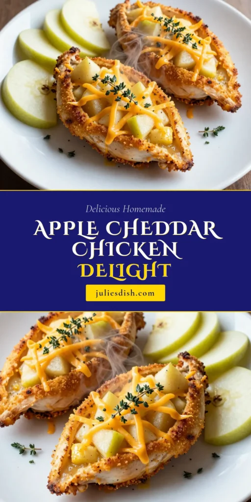 Discover the perfect Apple Cheddar Stuffed Chicken recipe that's sure to impress! This easy chicken dinner recipe features juicy chicken breasts stuffed with a savory blend of apples and sharp cheddar cheese. Perfect for a delightful weeknight dinner, this stuffed chicken breast recipe is flavorful and simple to make. Try this baked chicken with apple and cheese for a meal everyone will love. Save this recipe for your next dinner! #AppleCheddarStuffedChicken #StuffedChicken #EasyDinner #SavoryRecipes