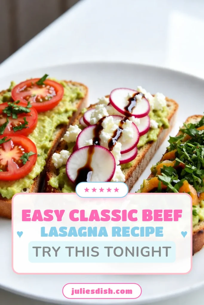 Discover an easy and delicious avocado toast recipe with this Minute Avocado Toast Trio! Perfect for busy mornings, this quick avocado toast is made with whole grain bread and fresh toppings. Enjoy a healthy avocado toast that’s not only nutritious but also gourmet with our unique combinations of tomato, radish, and herbs. Elevate your brunch game with these gourmet avocado toast recipes. Click to save and try it today! #AvocadoToast #HealthyRecipes #QuickBreakfast #WholeGrainToast