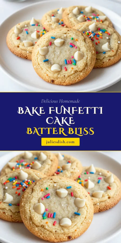 Looking for a fun and delicious treat? Try these easy Funfetti Cake Batter Cookies! These delightful funfetti cookies are made with cake mix, making them a breeze to whip up. Packed with rainbow sprinkles, they are perfect for any celebration. This recipe is sure to become a favorite among your funfetti dessert recipes! Bake a batch today and enjoy the colorful goodness. Save this recipe for your next baking adventure! #FunfettiCookies #CakeBatterCookies #RainbowSprinkleCookies #EasyCookieRecipes