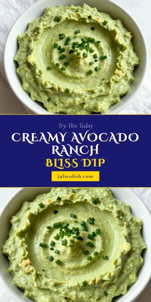 Satisfy your snack cravings with this creamy avocado ranch dip! This easy avocado dip recipe blends ripe avocados, homemade ranch ingredients, and fresh herbs for a healthy avocado dip that's perfect for parties or casual gatherings. Whip up this creamy avocado ranch dip in just 10 minutes! Don't miss out—save this avocado ranch dip recipe for your next get-together! #AvocadoDip #HealthyDip #RanchDip #EasyRecipes