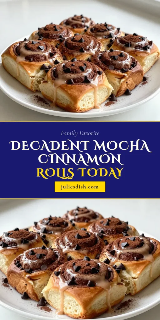 Indulge in the ultimate treat with this easy mocha cinnamon rolls recipe, blending rich chocolate and coffee flavors into soft, fluffy rolls. These chocolate coffee rolls are perfect for brunch or a sweet snack. Discover how simple it is to make homemade mocha rolls that are sure to impress! Don’t miss out—save this delicious cinnamon rolls with cocoa recipe for a delightful baking experience. #MochaCinnamonRolls #ChocolateCoffeeRolls #HomemadeMochaRolls #EasyCinnamonRolls