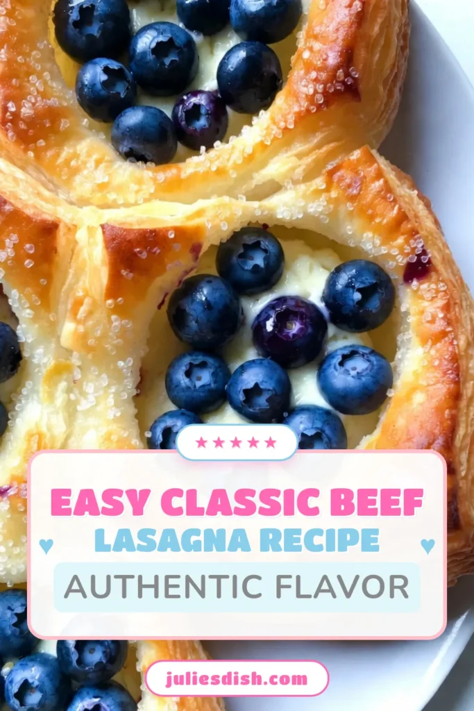 Indulge in a delightful Blueberry Cream Cheese Danish that’s perfect for any occasion! This easy Danish recipe uses puff pastry to create a flaky, mouthwatering dessert filled with creamy, sweetened cream cheese and fresh blueberries. In just 35 minutes, you can impress your guests with this fresh blueberry dessert. Ready to try this Cream Cheese Pastry? Follow the recipe now and enjoy every bite! #BlueberryDanish #PuffPastryRecipe #EasyDanishRecipe #FreshBlueberryDessert