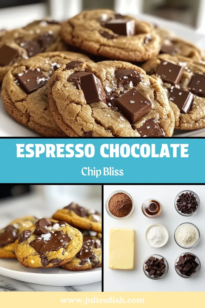 Indulge in these delicious Espresso Chocolate Chip Cookies that blend rich coffee flavor with classic chocolate chip cookie goodness. This easy chocolate chip cookie recipe will become your go-to for coffee-flavored cookies. Perfect for any occasion, these homemade chocolate chip cookies are a delightful treat. Bake a batch today and savor the flavor! Save this recipe for later. #EspressoCookies #EasyCookieRecipes #CookieLovers #HomemadeGoodness