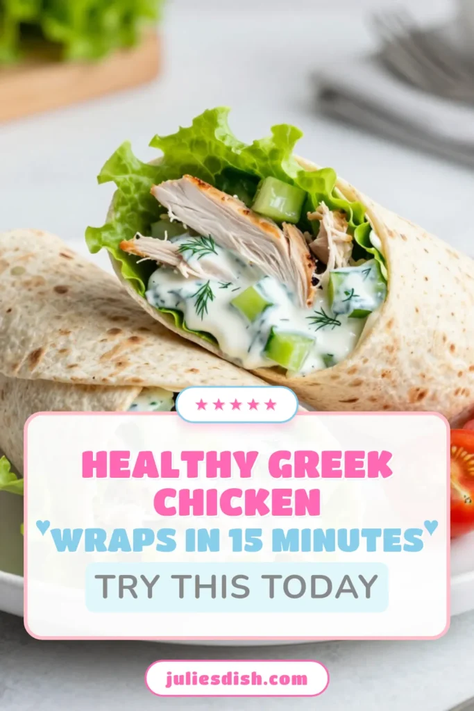 Discover the perfect easy chicken salad lunch with these Greek Yogurt Chicken Salad Wraps! Packed with flavor, these healthy chicken wraps combine tender chicken and creamy Greek yogurt for a nutritious meal. Wrapped in whole wheat tortillas, this simple recipe is ideal for quick lunches or picnics. Enjoy a delicious twist on classic chicken salad with Greek yogurt recipes you'll love. Save this recipe for a fresh and healthy option today! #GreekYogurtChickenSalad #HealthyChickenWraps #WholeWheatTortillaRecipes #EasyChickenSaladLunch
