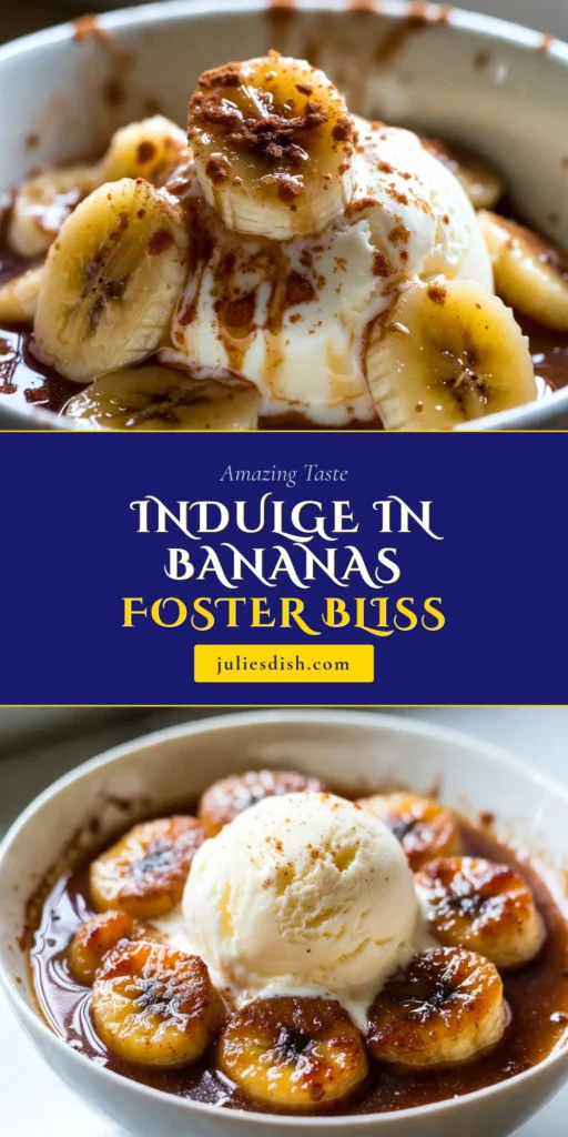 Indulge in this delicious Bananas Foster recipe, the perfect easy dessert recipe that will impress your friends and family! This quick banana dessert features caramelized bananas served over creamy vanilla ice cream for a delightful finish. With just a few simple ingredients, you can make homemade Bananas Foster in under 15 minutes. Try it tonight and elevate your dessert game! Save this recipe for later! #BananasFoster #EasyDessertRecipes #HomemadeBananasFoster #QuickBananaDessert