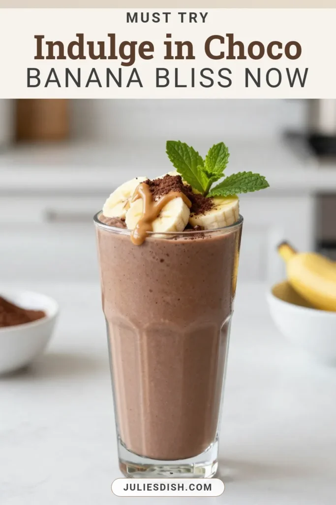 Satisfy your cravings with this delicious Choco-Banana Smoothie! Packed with creamy peanut butter and rich cocoa, this Peanut Butter Banana Smoothie is your go-to Healthy Chocolate Banana Shake perfect for a quick breakfast. Made with almond milk, it’s not only tasty but also nutritious! Blend up this quick breakfast smoothie in just 5 minutes. Save this recipe and enjoy the bliss today! #ChocoBananaSmoothie #HealthyRecipes #SmoothieRecipe #PeanutButterLovers