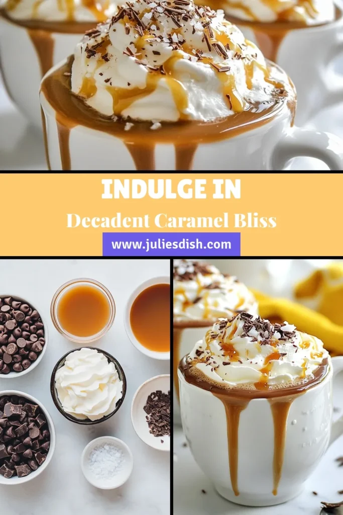 Indulge in the perfect winter beverage with this salted caramel hot chocolate recipe that combines creamy hot chocolate with a delicious twist. This homemade hot chocolate recipe is easy to make and features rich chocolate, smooth caramel, and a hint of sea salt for the ultimate cozy treat. Discover how to whip up this salted caramel drink recipe in just 15 minutes. Save this recipe and warm up with a cup today! #HotChocolate #WinterDrinks #SaltedCaramel #HomemadeDrinks