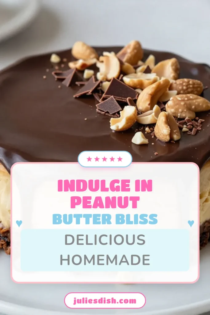 Indulge in this creamy Peanut Butter Chocolate Cheesecake that’s a must-try for dessert lovers! This No-Bake Cheesecake Recipe features a rich filling made with creamy peanut butter and is topped with luscious Chocolate Ganache. Perfect for easy cheesecake desserts, this treat is sure to impress! Try it out for your next gathering and watch it disappear. Save this recipe for your dessert board and enjoy a slice of heaven! #PeanutButterChocolateCheesecake #NoBakeCheesecake #EasyDesserts #ChocolateGanache