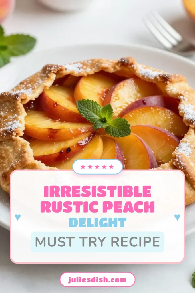 Indulge in a delightful Rustic Peach Galette that brings summer to your table! This easy fruit galette features juicy peaches with a homemade galette crust that’s simple to make. Perfect as a peach dessert recipe, it’s quick to prep and sure to impress your guests. Try this charming summer peach pie today and elevate your dessert game! Save this recipe for your next gathering! #PeachGalette #SummerDessert #EasyFruitGalette #HomemadeGaletteCrust