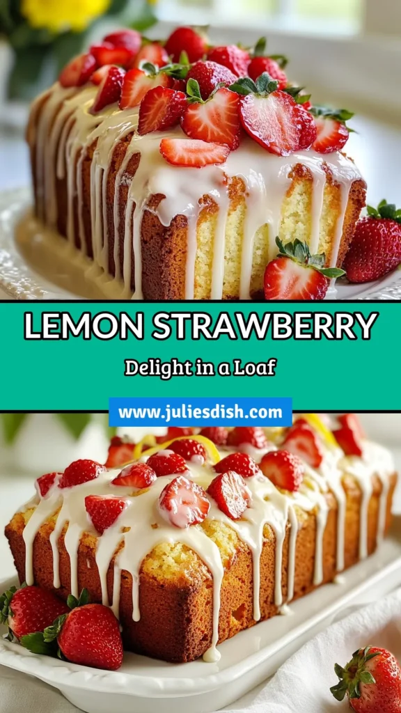 Treat yourself to a delightful Strawberry Lemon Yogurt Loaf that’s perfect for any occasion! This easy strawberry bread recipe combines Greek yogurt and fresh strawberries for a moist, tangy lemon yogurt cake. With simple ingredients and straightforward steps, you'll have a delicious fresh strawberry loaf ready in no time. Try this fresh recipe today and enjoy a slice of happiness! Save this for later! #StrawberryLemonYogurtLoaf #GreekYogurtLemonBread #LemonYogurtCake #EasyStrawberryBreadRecipe
