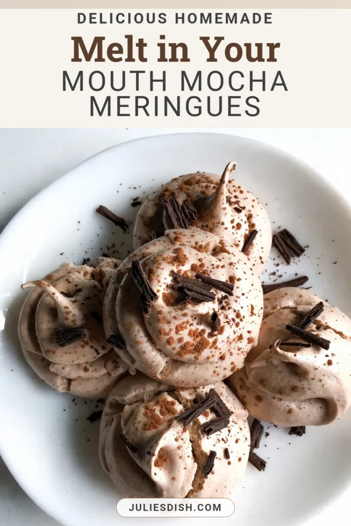 Indulge in the delightful world of mocha meringue cookies! These egg white dessert recipes are not only light and airy but also packed with flavor from instant coffee and cocoa powder. Perfect for meringue baking enthusiasts, our tips will help you nail the perfect texture every time. You'll love these cocoa powder cookies as a sweet treat or gift. Try them now and elevate your dessert game! #MochaMeringueCookies #EggWhiteDessertRecipes #CocoaPowderCookies #InstantCoffeeCookies