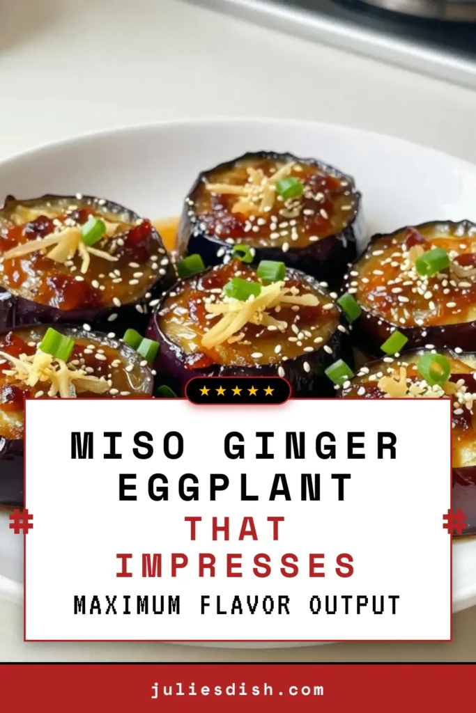 Discover the perfect vegan eggplant dish with this mouthwatering miso ginger glazed eggplant recipe! This Asian-inspired eggplant features a rich, savory glaze made from miso paste, fresh ginger, and a touch of sweetness, making it a healthy and delicious addition to any meal. Roast your eggplant to perfection and elevate your dining experience. Try it today and enjoy this easy, flavorful dish! Save for later! #MisoGingerGlazedEggplant #VeganRecipes #HealthyEating #AsianInspiredCooking