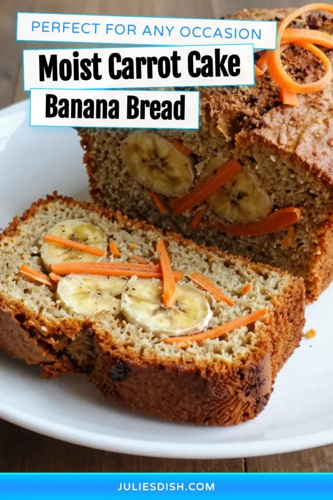 Indulge in the delicious blend of flavors with this Carrot Cake Banana Bread! This easy carrot cake recipe combines moist banana bread and healthy carrot bread, making it a perfect treat for any time of day. With ripe bananas and grated carrots, this banana bread recipe is not only simple but also packed with flavor. Bake a loaf today and enjoy each slice! Save this recipe for a delightful experience! #CarrotCakeBananaBread #MoistBananaBread #HealthyCarrotBread #EasyCarrotCakeRecipe
