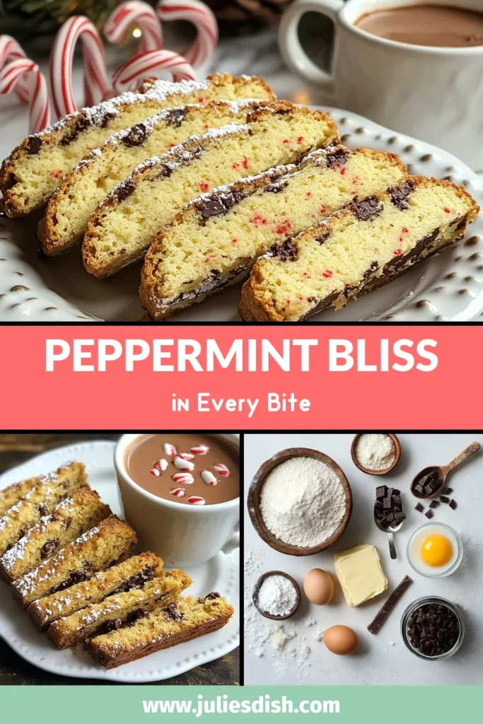 Delight your taste buds with this peppermint chocolate chip biscotti, the perfect addition to your holiday treats! This easy biscotti recipe combines rich chocolate with refreshing mint, making it an ideal mint chocolate cookie. Enjoy homemade biscotti recipes that are simple to follow and yield delicious results. Impress your guests or treat yourself this season! Save this holiday biscotti recipe for your baking day! #BiscottiRecipe #HolidayBaking #MintChocolate #HomemadeTreats