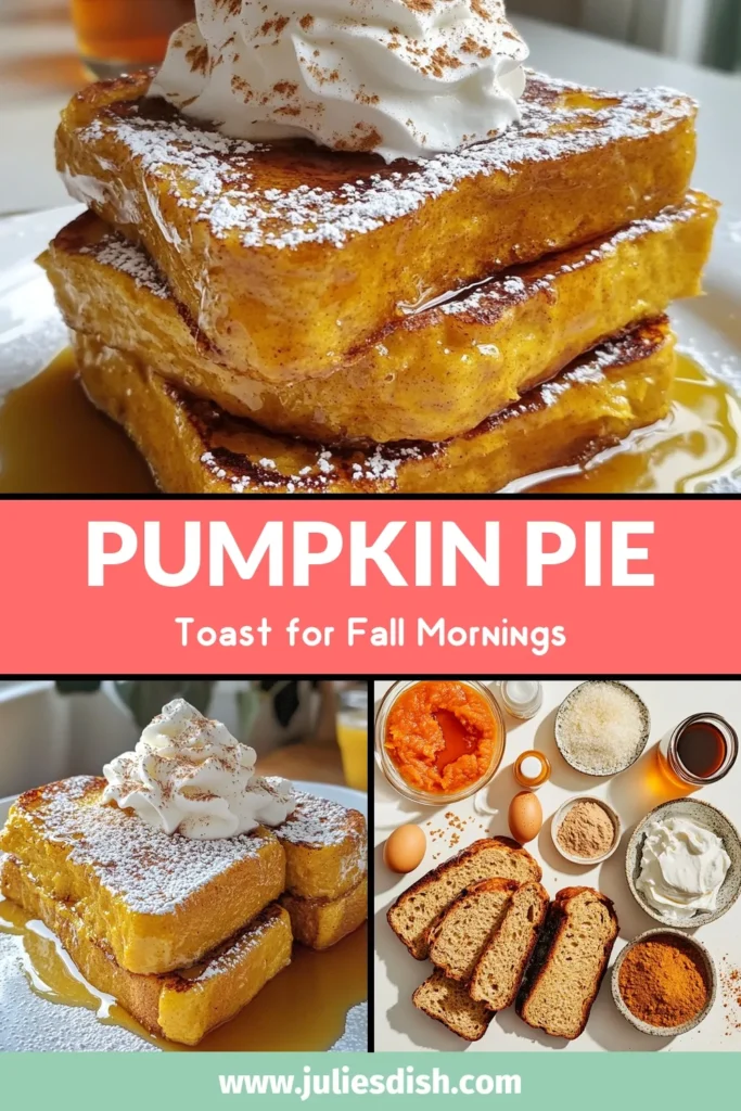Indulge in the cozy flavors of fall with this delicious Pumpkin Pie French Toast recipe! Perfect for your Pumpkin Spice Breakfast, this thick French toast recipe combines pumpkin puree with warm spices to create a delightful morning treat. Easy to make and utterly satisfying, it's one of the best fall breakfast recipes. Try it today and elevate your breakfast game! Save this recipe for a delicious autumn experience. #PumpkinPieFrenchToast #FallBreakfastRecipes #PumpkinPureeRecipes #PumpkinSpiceBreakfast