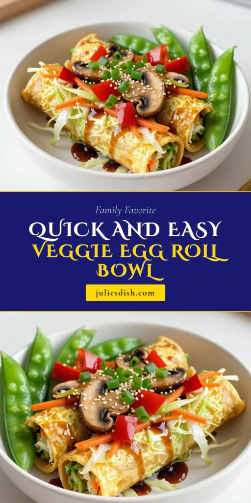 Discover the ultimate veggie loaded egg roll bowl! This easy egg roll in a bowl recipe is a healthy stir fry recipe that will delight your taste buds. Perfect for a quick vegetable dinner, this vegan egg roll bowl is packed with colorful veggies and bursting with flavor. In just 20 minutes, you can enjoy a nutritious meal that is sure to satisfy. Save this recipe and elevate your dinner game! #EggRollInABowl #HealthyDinner #VeganRecipes #StirFry