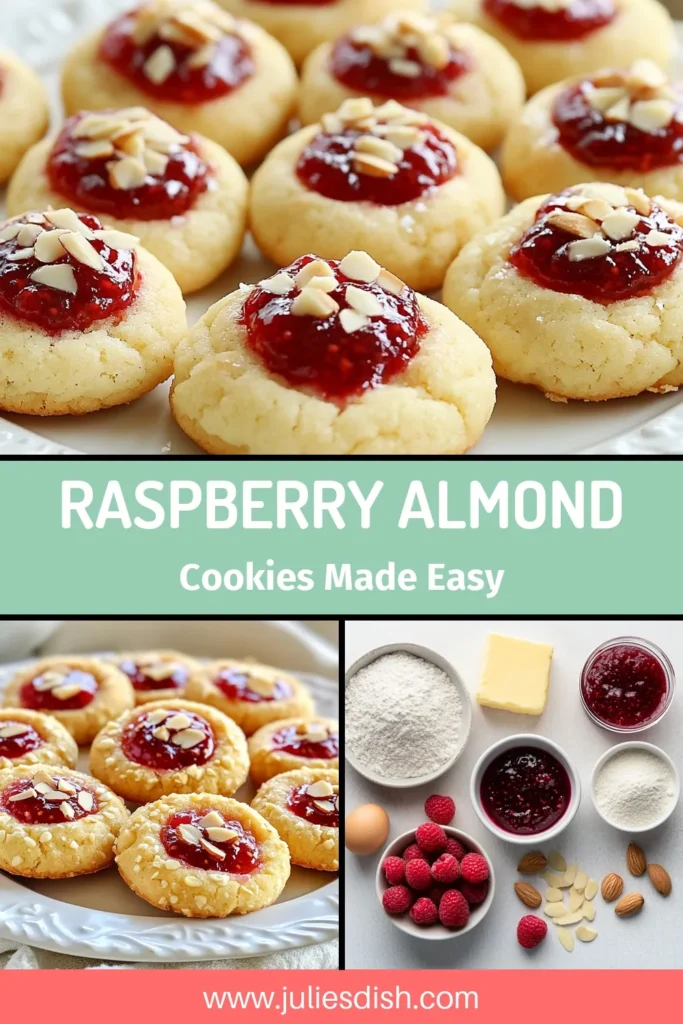 Satisfy your sweet cravings with these delightful Raspberry Almond Thumbprint Cookies! This easy thumbprint cookie recipe combines the tartness of raspberry jam with the nuttiness of almond flour, making them perfect for any occasion. Enjoy these raspberry thumbprint cookies topped with sliced almonds for added crunch. Bake a batch today and share your love for almond thumbprint cookies! Your taste buds will thank you! #RaspberryCookies #ThumbprintCookies #BakingRecipe #CookieLovers