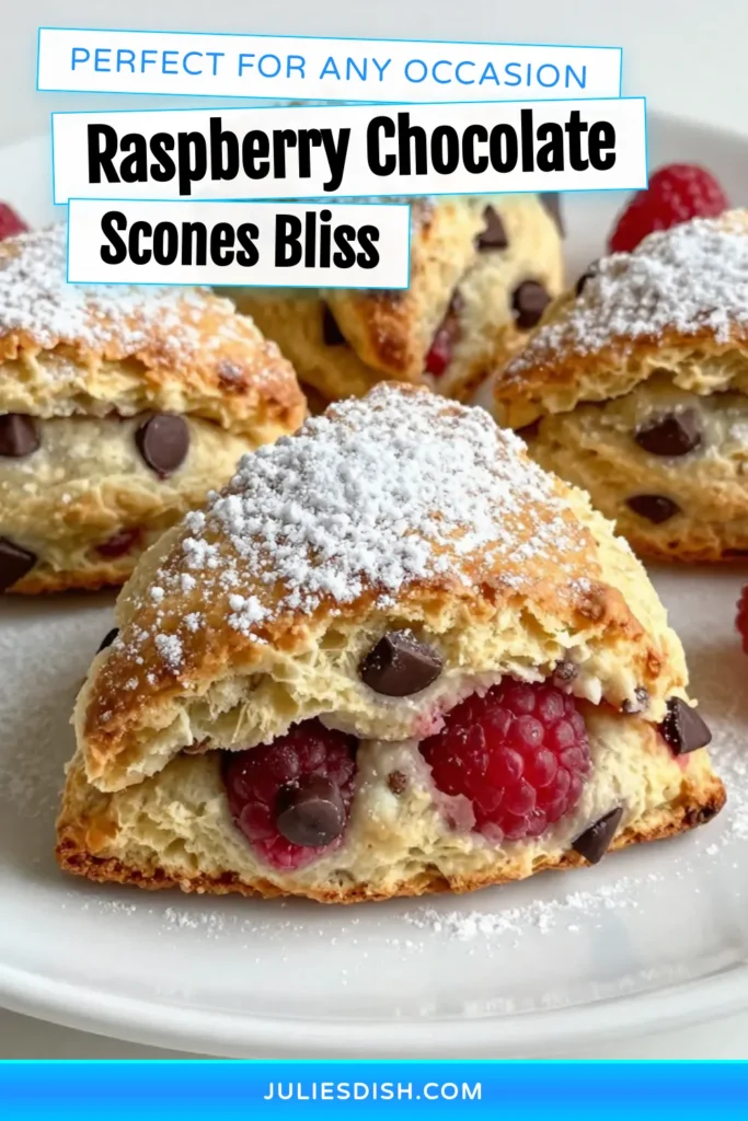 Indulge in these delightful raspberry chocolate scones! This easy scone recipe is perfect for fresh raspberry desserts that will wow your brunch guests. With juicy raspberries and rich chocolate chips, these chocolate chip scones are a must-try. Perfect for any baking occasion, they are simple to make and irresistibly tasty. Click to save this recipe for your next brunch! #RaspberryChocolateScones #EasySconeRecipe #BrunchBakingRecipes #FreshRaspberryDesserts