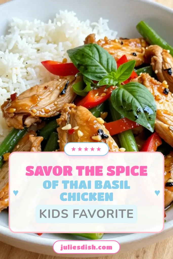 Get ready to savor the deliciousness of Thai Basil Chicken with this easy Thai Chicken Stir-Fry recipe! Packed with tender chicken, vibrant vegetables, and aromatic Thai basil, this Basil Chicken Recipe is perfect for a quick weeknight dinner. In just 20 minutes, enjoy a flavorful Chicken Stir-Fry with Vegetables that everyone will love. Click for the full recipe and make this tasty dish tonight! #ThaiBasilChicken #EasyThaiRecipes #ChickenStirFry #BasilChickenRecipe