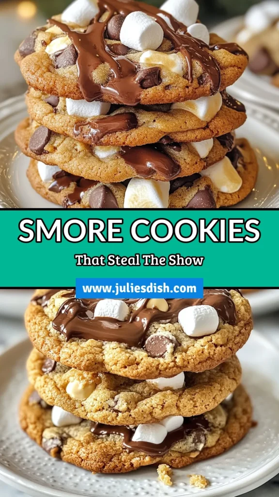 Indulge in the deliciousness of S'mores chocolate chip cookies with this easy cookie recipe that's perfect for any occasion or as camping treats. These homemade s'mores cookies combine gooey chocolate chips, marshmallows, and crunchy graham crackers for a delightful twist on classic chocolate chip cookie variations. Bake a batch today and enjoy the ultimate treat! Save this recipe for your next baking adventure! #SmoreCookies #CookiesOfPinterest #EasyRecipes #CampingTreats