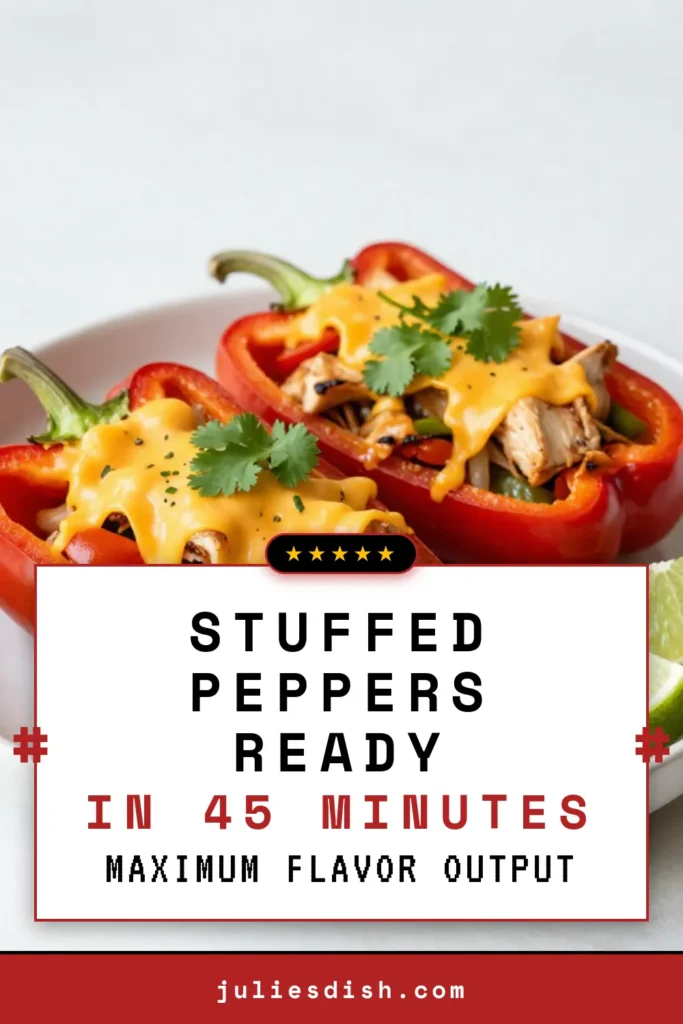 Savor the deliciousness of Chicken Fajita Stuffed Peppers with this easy and healthy stuffed peppers recipe! Filled with tender chicken and colorful veggies, this bell pepper chicken recipe is a hit for any meal. Perfect for dinner or meal prep, these stuffed bell peppers with chicken are not only nutritious but also bursting with flavor. Try this easy fajita recipe today and elevate your dining experience! Save for later! #ChickenFajitaStuffedPeppers #HealthyRecipes #StuffedPeppers #EasyRecipes