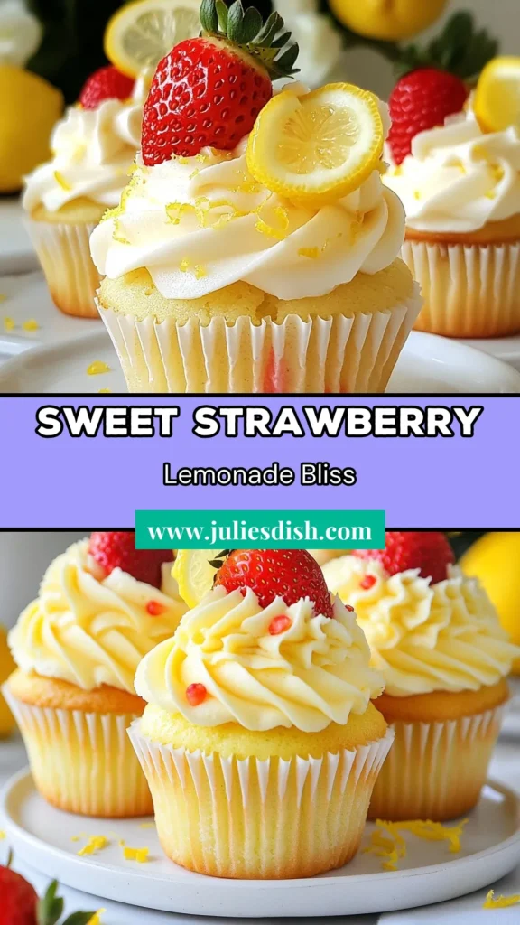 Indulge in the refreshing taste of summer with these delicious Strawberry Lemonade Cupcakes. This easy cupcake recipe combines zesty lemon and sweet strawberries for the ultimate strawberry dessert recipes. Perfect for summer gatherings, these lemon cupcakes will impress your guests. Try this lemon cupcakes recipe today and elevate your baking game. Don’t forget to save and share! #StrawberryLemonadeCupcakes #EasyCupcakeRecipes #StrawberryDessertRecipes #SummerCupcakeTreats