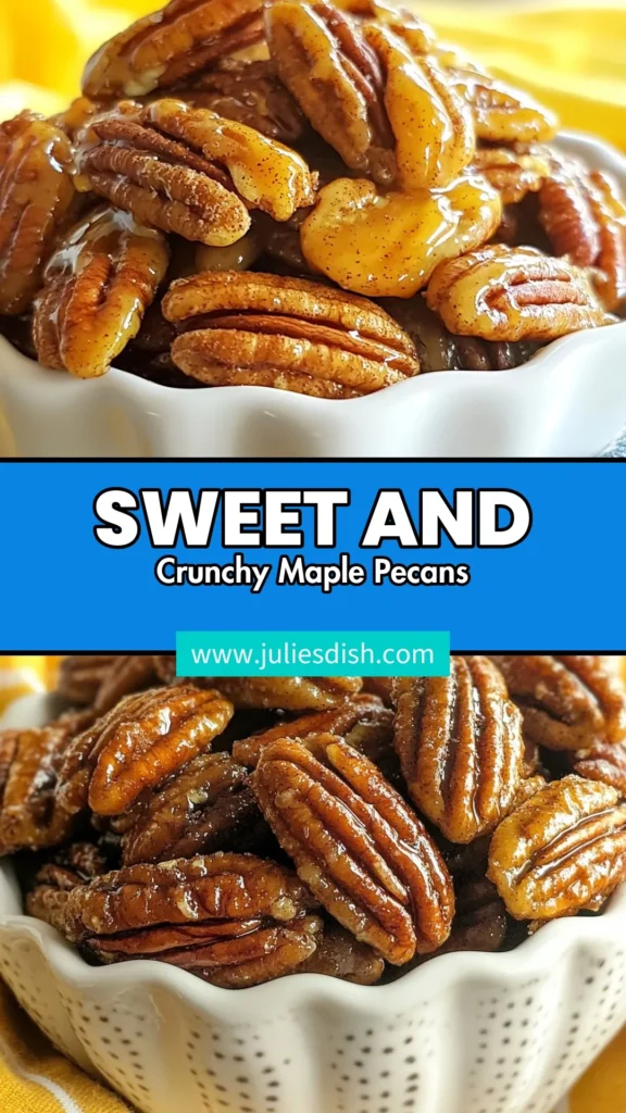 Indulge in the sweet and spicy flavor of these Maple Cinnamon Roasted Pecans. This easy pecan dessert combines the richness of maple roasted pecans with a delicious cinnamon pecan recipe your friends and family will love. Perfect as a roasted pecans snack or a unique treat for gatherings, these spiced maple nuts are sure to impress. Try this simple recipe today and enjoy this delightful treat! #MapleRoastedPecans #CinnamonPecanRecipe #SpicedMapleNuts #EasyPecanDessert