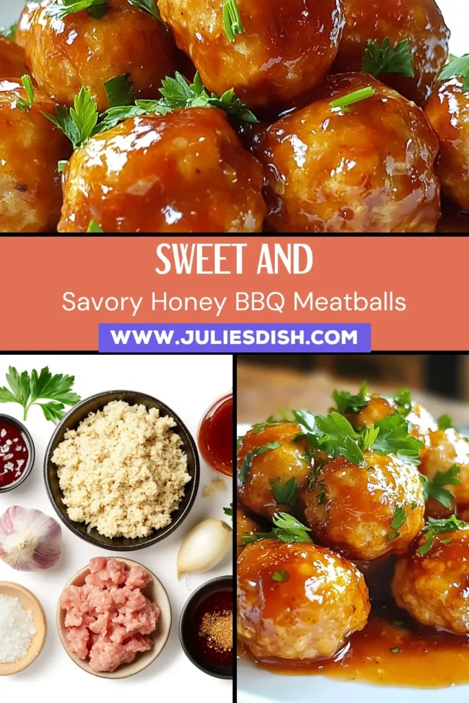 Discover the deliciousness of Honey BBQ Chicken Meatballs! This easy BBQ meatballs recipe combines ground chicken and a honey-infused glaze for an irresistible flavor that’s perfect for any occasion. Baked chicken meatballs are not only simple to make but also a crowd-pleaser. Try this honey BBQ chicken meatballs recipe tonight. Click to save and get cooking! #BBQMeatballs #HoneyGlaze #ChickenRecipes #ComfortFood