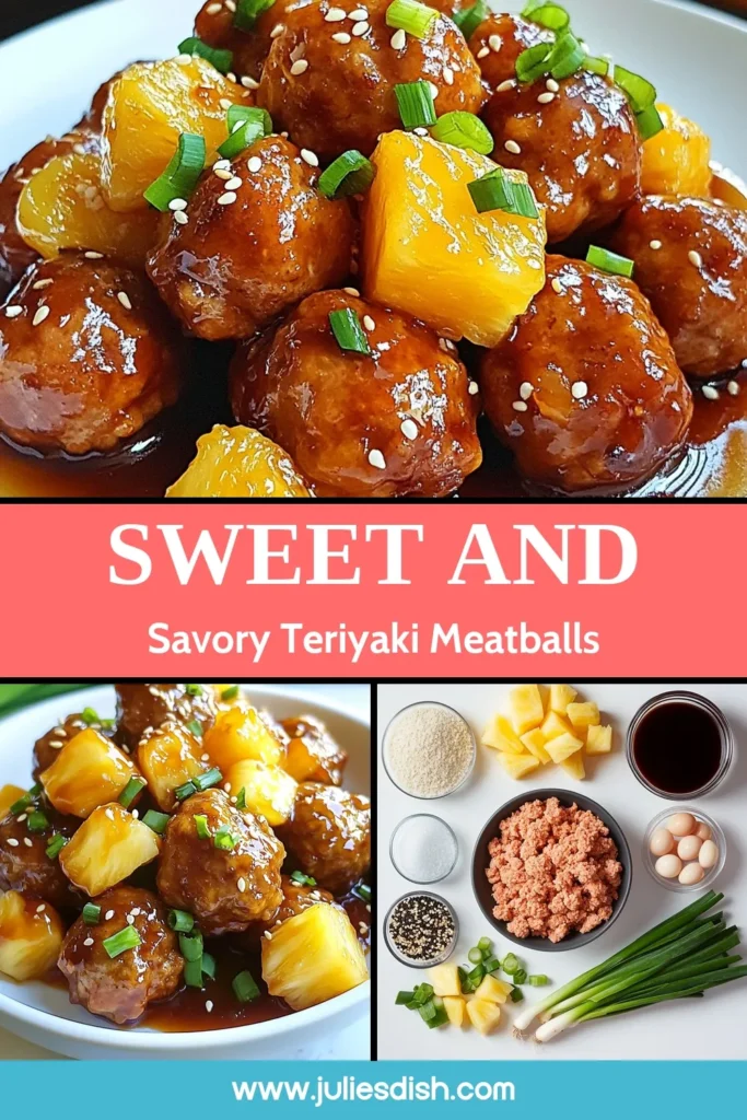 Discover the deliciousness of pineapple teriyaki meatballs with this easy teriyaki meatballs recipe! Made with ground chicken and baked to perfection, these baked meatballs with pineapple are a flavorful treat the whole family will love. Plus, you'll learn how to whip up a homemade teriyaki sauce recipe that complements these meatballs beautifully. Save this recipe for your next meal! #PineappleTeriyakiMeatballs #EasyRecipes #MealPrep #HealthyEating