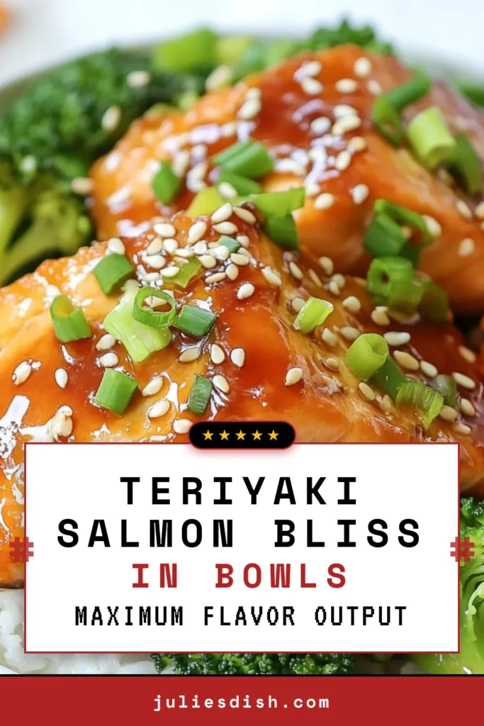 Try this delicious teriyaki salmon recipe for a quick and nutritious meal! These salmon rice bowls combine marinated, flaky salmon with vibrant broccoli and shredded carrots served over fluffy jasmine rice. Perfect for a healthy seafood dinner that's easy to prepare in just an hour. Elevate your dinner game with this delightful dish! Save this recipe for your next meal inspiration! #TeriyakiSalmon #SalmonRiceBowls #EasySeafoodDinner #HealthySalmonDishes