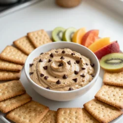 To make Chocolate Chip Cookie Dough Dip, gather these simple ingredients: - 1 cup all-purpose flour - 1/2 cup brown sugar, packed - 1/4 cup granulated sugar - 1/2 cup unsalted butter, softened - 2 tablespoons cream cheese, softened - 1 teaspoon vanilla extract - 1/2 teaspoon salt - 1/2 cup mini chocolate chips - 1/4 cup milk (adjust for desired consistency) You can swap out some ingredients if needed: - For a lighter dip, use reduced-fat cream cheese. - Instead of unsalted butter, use any unsalted margarine. - If you prefer, you can use coconut milk for a dairy-free option. - You can replace mini chocolate chips with chunks or other types of chocolate if you like. Choosing the right ingredients makes a big difference in taste: - Pick all-purpose flour that is fresh for the best flavor. - Use real butter, as it adds richness and creaminess. - Choose light brown sugar for a deeper flavor and moisture. - Always use pure vanilla extract instead of imitation for better taste. {{ingredient_image_1}} To make this dip, start by gathering all your ingredients. You need: - 1 cup all-purpose flour - 1/2 cup brown sugar, packed - 1/4 cup granulated sugar - 1/2 cup unsalted butter, softened - 2 tablespoons cream cheese, softened - 1 teaspoon vanilla extract - 1/2 teaspoon salt - 1/2 cup mini chocolate chips - 1/4 cup milk (adjust for desired consistency) First, grab a medium mixing bowl. Combine the softened butter and cream cheese. Use an electric mixer to mix until it is smooth and creamy. This step is key for a rich flavor. Next, slowly add the brown sugar and granulated sugar. Mix until the mixture is fluffy and well combined. This helps to create a light dip. Now, sift in the all-purpose flour and salt. Mix on low speed to avoid flour clouds. This keeps the dip light, too. When adding the milk, do it a little at a time. This helps you control the dip's thickness. You want it smooth and spreadable, not runny. After mixing, add the vanilla extract. This gives the dip that classic cookie dough flavor. Finally, gently fold in the mini chocolate chips. This way, you keep them intact and evenly spread throughout the dip. Your dip should be thick yet creamy. If it's too thick, add a bit more milk. If it's too runny, you might need a little more flour. Once you reach the desired consistency, transfer the dip to a serving dish. Cover it with plastic wrap and refrigerate for at least 30 minutes. This allows the flavors to mix and deepen. When ready to serve, enjoy it chilled with your favorite dippers like graham crackers, pretzels, or fresh fruit. When making Chocolate Chip Cookie Dough Dip, it’s easy to mess up. One common mistake is using too much flour. This can make your dip dry. Always measure flour correctly. Another mistake is not softening your butter and cream cheese enough. Soft ingredients mix better. Don’t skip the chilling step! Letting it rest in the fridge helps the flavors mix. To get an extra creamy dip, use more cream cheese. Adding an extra tablespoon works well. You can also mix in a little more milk. Add it slowly until you reach the right texture. For a richer flavor, try using a bit of sour cream. This keeps the dip smooth and tasty. This dip is a crowd-pleaser! Serve it with fun dippers like graham crackers, pretzels, or apple slices. You can also use mini marshmallows or fruit skewers for a colorful touch. Create a beautiful display by placing the dip in a fun bowl. Surround it with your dippers for that extra wow factor! Pro Tips Use Heat-Treated Flour: To make this dip safe to eat raw, consider heat-treating your all-purpose flour by baking it at 350°F (175°C) for 5-10 minutes to kill any harmful bacteria. Customize the Dippers: Experiment with different dippers like honey-infused pretzels, apple slices, or even chocolate chip cookies for a fun and unique tasting experience. Adjust Consistency: If your dip is too thick, gradually add more milk until you reach your desired consistency. Conversely, if it's too runny, mix in a bit more flour. Flavor Variations: For a twist, add a pinch of cinnamon or nutmeg, or mix in some peanut butter or Nutella for a different flavor profile. {{image_2}} You can make this dip unique with different flavors. Try adding peanut butter for a nutty twist. Just mix in 1/2 cup of creamy peanut butter with the butter and cream cheese. Butterscotch chips can also add a sweet touch. Swap half the mini chocolate chips for butterscotch chips to change the flavor profile. You can even mix in some toasted coconut for a tropical vibe. The options are endless, so get creative! You can easily adapt this dip for different diets. For a dairy-free version, use vegan butter and dairy-free cream cheese. There are many brands that offer great options today. For gluten-free, replace all-purpose flour with almond flour or a gluten-free flour blend. Just make sure to check the label for safe ingredients. These swaps keep the dip tasty while meeting your dietary needs. Kids love fun flavors! To make the dip kid-friendly, try adding sprinkles. Just fold in a handful of colorful sprinkles after mixing in the chocolate chips. You can also serve it with fun dippers like fruit kabobs. Use strawberries, bananas, or even marshmallows. This makes it not just a dip, but a fun activity too! Kids can help pick their favorite dippers and enjoy the dip together. To keep your Chocolate Chip Cookie Dough Dip fresh, store it in an airtight container. This helps prevent the dip from drying out or absorbing any odors from your fridge. Cover the container tightly with a lid or plastic wrap. If you plan to serve it later, avoid adding any dippers until you are ready to enjoy it. When stored properly, the dip lasts for about five days in the fridge. I recommend checking it before serving. If you see any signs of spoilage, it's best to toss it out. Always trust your senses—if it smells off or looks strange, do not eat it! You can freeze this dip for up to three months. To freeze, place it in an airtight container. When you're ready to eat it, move the dip to the fridge to thaw overnight. After thawing, give it a good stir and check the consistency. You may need to add a splash of milk to restore its creamy texture. Enjoy your dip with fresh dippers after thawing! No, I do not recommend using self-rising flour. Self-rising flour has baking powder in it, which can change the dip's texture. Stick with all-purpose flour for the best results. This will keep the dip smooth and creamy. I love using graham crackers, pretzels, and fresh fruit as dippers. Each adds a unique flavor and crunch. You can also try vanilla wafers or even chocolate cookies for a fun twist. Get creative with your choices! Yes, you can make this dip ahead of time. It actually tastes better after chilling. Just cover it well and keep it in the fridge. It’s perfect for parties or snack time! To adjust the sweetness, add more or less sugar. If you find it too sweet, try adding a pinch of salt. This can balance the flavors and reduce the sweetness. Taste as you go to find your perfect mix! Raw flour does pose a slight risk for foodborne illness. To make it safer, you can heat-treat the flour. Spread it on a baking sheet and bake at 350°F for five minutes. Let it cool before using it in the dip. This step helps kill any harmful bacteria. In this blog post, we explored great recipes for a chocolate chip cookie dough dip. You learned about key ingredients and smart substitutions. I shared tips for picking quality items and preparing the dip perfectly. We discussed fun variations and ways to store leftovers. Now, you can create a tasty treat that everyone will love. Enjoy making your dip, experimenting with flavors, and serving it at your next gathering. With these tips, you'll impress your guests and satisfy your cravings!