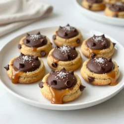 - 1 cup unsalted butter, softened - 1 cup brown sugar, packed - 1/2 cup granulated sugar - 2 large eggs - 1 teaspoon pure vanilla extract - 2 1/2 cups all-purpose flour - 1 teaspoon baking soda - 1/2 teaspoon salt - 1 cup semi-sweet chocolate chips - 1 cup caramel bits (or soft caramel candy, unwrapped) - Sea salt for sprinkling To create the best Chocolate Caramel Turtle Cookies, you need to gather your ingredients. Start with unsalted butter for a rich base. This butter should be softened to make mixing easy. Combine this with brown sugar and granulated sugar for sweetness. Using both sugars gives the cookies a nice depth of flavor. Next, add two large eggs. They provide moisture and help bind the dough together. Don't forget pure vanilla extract! It enhances the overall taste, bringing warmth to each bite. For the dry ingredients, you will need 2 1/2 cups of all-purpose flour. This flour is key to achieving the right cookie texture. Add 1 teaspoon of baking soda to help the cookies rise. A pinch of salt (1/2 teaspoon) balances the sweetness. Now, for the fun part! Mix in 1 cup of semi-sweet chocolate chips and 1 cup of caramel bits. These add that gooey, chewy goodness that makes these cookies special. Finally, keep some sea salt on hand to sprinkle on top after baking. It adds a nice contrast to the sweet flavors. Gather all these ingredients, and you are ready to make delicious Chocolate Caramel Turtle Cookies! {{ingredient_image_1}} Start by preheating your oven to 350°F (175°C). While it warms up, line your baking sheets with parchment paper. This step helps the cookies bake evenly and prevents sticking. In a large bowl, beat the softened butter, brown sugar, and granulated sugar. Mix until it becomes light and fluffy. This usually takes about two to three minutes. Next, add the eggs one at a time. Mix well after each egg. Finally, pour in the vanilla extract and blend it into the mix for added flavor. In a separate bowl, whisk together the all-purpose flour, baking soda, and salt. Slowly add this dry mix to your wet ingredients. Stir until just combined. Be careful not to overmix, as this can make your cookies tough. Mixing should only take about 30 seconds. Now comes the fun part! Gently fold in the semi-sweet chocolate chips and caramel bits. Make sure they are evenly distributed throughout the dough. This ensures every bite has a perfect blend of chocolate and caramel. Use a cookie scoop or tablespoon to drop dough onto the prepared baking sheets. Leave enough space between each cookie, about two inches apart. This allows them to spread nicely while baking. Bake them for 10 to 12 minutes. Look for lightly golden edges and set centers. Remember, they will keep cooking after you take them out. Once the cookies are baked, sprinkle a small pinch of sea salt on top while they are still warm. Allow them to cool on the baking sheets for about five minutes. Then, transfer the cookies to a wire rack to cool completely. Serve them warm with a glass of milk or store them for later enjoyment. Baking cookies is fun, but small mistakes can happen. Here are common problems and how to fix them: - Overmixing dough: This can make cookies tough. Mix just until combined. - Incorrect oven temperature: Use an oven thermometer. This ensures even baking. - Crowded baking sheets: Leave space between cookies. They spread out while baking. Sometimes, you may not have all the ingredients. Here are some easy swaps: - Butter: Use coconut oil or applesauce for a dairy-free option. - Brown sugar: If you don’t have brown sugar, mix white sugar with molasses. - Flour: For gluten-free cookies, swap all-purpose flour with almond or oat flour. Want to make your cookies even better? Here are some fun ideas: - Add nuts: Chopped pecans or walnuts add crunch and flavor. - Try different chocolates: Use dark or white chocolate chips for variety. - Mix in spices: A pinch of cinnamon or sea salt can boost taste. These tips help you create the best Chocolate Caramel Turtle Cookies. Enjoy your baking! Pro Tips Chill the Dough: Refrigerating the cookie dough for about 30 minutes before baking can help prevent the cookies from spreading too much, resulting in thicker cookies. Use Fresh Ingredients: Always use fresh baking soda and high-quality chocolate and caramel for the best flavor and texture in your cookies. Customize the Toppings: Feel free to add chopped nuts or different types of chocolate to the dough for added texture and flavor. Storing Cookies: Store leftover cookies in an airtight container at room temperature for up to a week to keep them soft and fresh. {{image_2}} You can make nutty turtle cookies by adding nuts. Pecans or walnuts work great. Just chop them up and mix them into the dough. This adds a nice crunch and rich flavor. The nuts pair well with chocolate and caramel. Try using about 1 cup of nuts for a great balance. If you want a vegan option, you can swap some ingredients. Use coconut oil instead of butter. For eggs, try flaxseed meal or applesauce. Use plant-based chocolate chips and caramel. This way, you keep the taste while making it plant-friendly. These cookies are just as tasty and fun to eat! For a gluten-free choice, use gluten-free flour. Brands like Bob's Red Mill or King Arthur Flour work well. This makes it easy for those who need gluten-free diets. Just replace regular flour with the gluten-free flour in the same amount. The cookies will still taste amazing! These variations let you enjoy chocolate caramel turtle cookies in many ways. Feel free to mix and match to find your favorite! To keep your Chocolate Caramel Turtle Cookies fresh, store them in an airtight container. This helps keep moisture out and keeps the cookies soft. Place parchment paper between layers if you stack them. This prevents sticking. Keep the container in a cool, dry spot. Avoid direct sunlight to maintain their quality. Freezing these cookies is easy and great for later enjoyment! First, let the cookies cool completely. Then, place them on a baking sheet in a single layer. Freeze them for about 1 hour. After that, transfer the cookies into a freezer-safe bag or container. Be sure to remove excess air from the bag. To thaw, just take them out and leave them at room temperature for about 30 minutes. When stored properly, your cookies can last up to a week at room temperature. If frozen, they can stay good for up to three months. Just remember, the longer they stay in the freezer, the more the flavor may change. Always check for any signs of freezer burn before eating. Chocolate caramel turtle cookies are soft, chewy treats. They mix chocolate, caramel, and a hint of salt. The name "turtle" comes from the candy called turtle, which has chocolate, caramel, and nuts. These cookies are a twist on that classic candy. They bring joy with each bite! Yes, you can make these cookies ahead of time. You can prepare the dough and store it in the fridge for up to three days. Just scoop the dough onto baking sheets when you’re ready to bake. This helps save time on busy days. Absolutely! You can try dark chocolate, milk chocolate, or even white chocolate. Each type will give the cookies a unique taste. Dark chocolate adds a rich flavor, while milk chocolate is sweeter. Feel free to experiment with your favorite chocolate! Look for lightly golden edges and a set center. The cookies should look puffy but not wet. If you see these signs, they are ready to come out. Remember, they will keep cooking a bit as they cool on the baking sheet. If the dough feels too sticky, add a bit more flour. Start with one tablespoon at a time. Mix it in gently until the dough is easier to handle. You can also chill the dough for 30 minutes to make it less sticky. This helps with shaping the cookies! You now have everything to bake delicious Chocolate Caramel Turtle Cookies. We covered ingredients, mixing techniques, and the right baking methods. I shared tips to avoid common mistakes and offered fun variations to try. Remember, proper cooling makes a big difference in texture. With these insights, you can create tasty cookies that impress everyone. Enjoy your baking adventure and have fun experimenting with flavors!