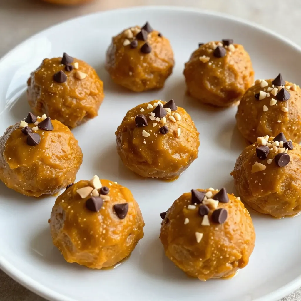 To make Pumpkin Spice Energy Bites, you need the following ingredients: - 1 cup rolled oats - 1/2 cup almond butter (or peanut butter) - 1/2 cup pure pumpkin puree - 1/4 cup honey or maple syrup - 1 teaspoon pumpkin spice blend - 1/2 teaspoon vanilla extract - 1/4 cup mini chocolate chips (optional) - Pinch of salt - 1/4 cup chopped nuts (optional) These ingredients create a tasty and healthy snack. The rolled oats give you energy, while the pumpkin puree adds flavor and moisture. Almond butter or peanut butter provides healthy fats and protein. Honey or maple syrup sweetens the bites naturally. Adding pumpkin spice blend gives the bites that cozy fall flavor. The vanilla extract enhances the taste, while mini chocolate chips and chopped nuts add texture and fun. You can mix and match based on your taste! {{ingredient_image_1}} - In a large bowl, combine 1 cup rolled oats, 1/2 cup almond butter, 1/2 cup pure pumpkin puree, and 1/4 cup honey or maple syrup. - Mix until well combined. You want a thick, sticky texture. - Next, add 1 teaspoon pumpkin spice blend and 1/2 teaspoon vanilla extract. - Mix in a pinch of salt. This enhances the sweet and spicy flavors. - If you want, fold in 1/4 cup mini chocolate chips and 1/4 cup chopped nuts. - Shape the mixture into 1-inch balls, then place them on a baking sheet. - Refrigerate for at least 30 minutes to firm up. - Ensure ingredients are at room temperature for easier mixing. - Use a spatula for thorough blending. This helps combine flavors well. When mixing, I find it best to start with the almond butter. It gives a nice base. Then, add the pumpkin puree and honey. This keeps everything moist and tasty. - Chill for at least 30 minutes for best texture. - Use an airtight container to keep bites fresh. Chilling helps the bites firm up nicely. Once you form the balls, refrigerate them. The longer they sit, the better they hold their shape. - Pair with a smoothie or fruit for a nutritious snack. - Great for meal prepping and on-the-go energy. These bites make a perfect snack. You can grab them before school or work. They are tasty and packed with energy to keep you going. Pro Tips Chill for Better Texture: Refrigerating the energy bites helps them firm up, making them easier to handle and giving them a more satisfying texture. Custom Spice Blend: Experiment with your own spice blend by adding extra cinnamon or a dash of cardamom for a unique flavor twist. Nut Butter Substitutions: Feel free to swap almond butter with sunflower seed butter for a nut-free version, perfect for those with allergies. Storage Tips: Keep the energy bites in an airtight container in the fridge for up to a week, or freeze them for up to three months for a quick snack later. {{image_2}} If you need a nut-free snack, try sunflower seed butter. It keeps the bites creamy and rich. This swap works well without losing flavor. Just measure the same amount as almond butter. Get creative with your energy bites! You can roll them in shredded coconut for a tropical touch. Ground nuts also add a nice crunch. Another fun idea is to try different spice blends. A dash of cardamom or allspice can change the taste. Explore what you love best! For a vegan version, use maple syrup instead of honey. This keeps the bites sweet and plant-based. Also, check that your chocolate chips are dairy-free. These simple swaps make a tasty treat for everyone! To keep your Pumpkin Spice Energy Bites fresh, store them in an airtight container in the fridge. This method locks in the flavor and keeps them moist. You can enjoy these tasty bites for up to one week when stored properly. Just grab one whenever you need a quick snack! If you want to save some for later, freezing is a great option. To freeze, place the energy bites in a single layer on a baking sheet. Once they are firm, transfer them to a freezer-safe bag or container. Make sure to label it with the date. These bites can last in the freezer for up to three months. When you're ready to enjoy, just thaw them in the fridge overnight. Pumpkin spice energy bites are small, tasty snacks. They mix oats, nut butter, and pumpkin puree. This blend gives them a chewy texture. The pumpkin spice blend adds warm flavors of cinnamon, nutmeg, and ginger. You can also add chocolate chips or nuts for extra crunch. These bites are perfect for a quick snack or boost of energy. They are easy to make and great for meal prep. Yes, you can use other nut butters. Peanut butter works well if you prefer its flavor. Sunflower seed butter is a great nut-free option. Each nut butter brings a unique taste to the bites. Just keep the same amount as in the recipe. If you use a different nut butter, make sure to check for allergies. To make these bites sweeter, try adding more honey or maple syrup. You can also mix in some chopped dried fruit. Adjust the sweetness to your taste. Start with a small amount, then taste. You can always add more if needed. This way, you can create a snack that fits your sweet tooth! These Pumpkin Spice Energy Bites are simple and quick to make. You mix healthy ingredients like oats, almond butter, and pumpkin puree. You can add spices and chocolate for flavor. With a bit of chilling, these bites turn into a tasty snack. They are great for busy days and can be stored easily. Whether you want a nut-free or vegan option, the recipe is flexible. I hope you enjoy making and sharing these bites as much as I do. They're a fun, healthy treat for everyone!