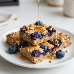 To make delicious Blueberry Oat Breakfast Bars, you need simple and healthy ingredients. Here’s what you'll need: - 2 cups rolled oats - 1 cup fresh blueberries (or frozen) - 1/4 cup honey or maple syrup - 1/2 cup almond butter (or any nut butter) - 1/2 teaspoon vanilla extract - 1/2 teaspoon baking powder - 1/4 teaspoon salt - 1/2 teaspoon cinnamon - Optional add-ins: chocolate chips or dried fruits These ingredients are rich in nutrients. Rolled oats provide fiber and energy. Blueberries add natural sweetness and antioxidants. Almond butter gives healthy fats and protein. Honey or maple syrup adds a touch of sweetness. The spices like cinnamon enhance the flavor. Each ingredient plays a role in making these bars tasty and healthy. Feel free to mix in extras like chocolate chips or dried fruits. These options can make your bars even more fun and flavorful. The best part? You can customize them to suit your taste! {{ingredient_image_1}} 1. First, preheat your oven to 350°F (175°C). This helps cook the bars evenly. 2. Next, prepare an 8x8 inch baking dish. Line it with parchment paper, leaving some overhang. This step makes it easy to lift the bars out later. 1. In a large mixing bowl, combine the rolled oats, baking powder, salt, and cinnamon. Stir until well mixed. This mix gives our bars a great texture. 2. In another bowl, whisk together the almond butter, honey (or maple syrup), and vanilla extract until smooth. This wet mixture adds flavor and binds the bars. 3. Now, pour the wet mixture into the dry ingredients. Stir until fully combined. The batter should be thick and sticky. 4. Gently fold in the blueberries and chopped nuts. If you want, add chocolate chips or dried fruits for extra flavor. 1. Pour the mixture into your prepared baking dish and spread it evenly. Press down firmly to pack it in. This ensures the bars hold together. 2. Bake in the preheated oven for 20-25 minutes. Check for doneness by looking for golden brown edges. 3. Once baked, remove the dish from the oven. Let it cool for about 10 minutes in the pan. Then, transfer the bars to a wire rack to cool completely. 4. When cooled, lift the bars from the pan using the parchment paper overhang. Cut them into squares or rectangles. Enjoy them for breakfast or as a tasty snack! To get the right consistency, aim for a thick and sticky mix. This helps the bars hold together well. Press the mixture firmly into the baking dish. Use a spatula or your hands to pack it down tightly. This step makes a big difference in how the bars turn out. If your mixture feels too dry, add a splash of water or more nut butter. If you want to switch up the nut butter, try peanut butter or sunflower seed butter. These can change the flavor but keep the bars tasty. For sweeteners, maple syrup works great if you want a plant-based option. You can also use agave syrup, but adjust to taste. Each sweetener gives a different hint of flavor. Fresh blueberries bring a burst of flavor and a nice texture. They are juicy and sweet. Frozen blueberries, however, can be just as good. They may burst a little when mixed in, which adds a fun texture. If using frozen, do not thaw them first. Just fold them in straight from the bag. This keeps them from getting mushy. Pro Tips Use Fresh Ingredients: Opt for fresh blueberries when in season for the best flavor, but frozen berries work well too if fresh ones are not available. Customize Your Sweetness: Adjust the amount of honey or maple syrup based on your sweetness preference; you can even reduce it for a less sweet bar. Storage Tips: Store the bars in an airtight container at room temperature for up to a week, or refrigerate for longer freshness. Perfect Serving Size: Cut the bars into smaller squares for a great on-the-go snack, or larger pieces for a hearty breakfast treat. {{image_2}} You can make your Blueberry Oat Breakfast Bars unique by changing the fruits. Try using bananas or apples for a sweet twist. Each fruit brings its own taste and texture. For a fun kick, add spices like nutmeg or ginger. These spices boost flavor without adding sugar. If you want a gluten-free option, use certified gluten-free oats. This change keeps the bars tasty and safe for gluten-sensitive folks. You can also lower the sugar by using less honey or maple syrup. Try unsweetened applesauce instead to keep it moist and sweet. These bars pair well with yogurt or nut butter. Spread almond butter on top for extra protein. You can also enjoy them with a smoothie for a filling breakfast. The combo of flavors and nutrients makes for a great start to your day. To keep your Blueberry Oat Breakfast Bars fresh, store them in an airtight container. This method keeps moisture out and helps maintain texture. If you plan to eat them within a week, they can sit at room temperature. Just make sure they are in a cool, dry place. For longer freshness, refrigerate them. The cool air slows down spoilage and keeps them tasty. You can freeze these bars for later enjoyment. First, cut the cooled bars into squares or rectangles. Wrap each piece tightly in plastic wrap or foil. Place the wrapped bars in a freezer-safe bag or container. When you want to eat one, simply thaw it in the fridge overnight. For a quick snack, you can also thaw it at room temperature for about an hour. When stored properly, your Blueberry Oat Breakfast Bars can last up to a week in the fridge. At room temperature, they stay fresh for about 3 to 5 days. If you freeze them, they can last up to 3 months. This makes them a great option for meal prep or a quick grab-and-go snack! Blueberry Oat Breakfast Bars can last up to one week when stored properly. Keep them in an airtight container at room temperature. If you want them to last longer, store them in the fridge. They can stay fresh for about two weeks there. Yes, you can easily make these bars vegan. Replace honey with maple syrup. Use a plant-based nut butter, like almond or peanut butter. Both swaps will keep these bars delicious and vegan-friendly. If you need a substitute for almond butter, try peanut butter or sunflower seed butter. Both options work well and add their own unique flavor. You can also use cashew butter for a creamier texture. You can use quick oats instead of rolled oats, but the texture may change. Quick oats will make the bars softer and less chewy. If you enjoy a firmer bar, stick with rolled oats. These delicious Blueberry Oat Breakfast Bars are easy to make and perfect for busy mornings. With simple ingredients like oats, blueberries, and nut butter, you can create a healthy snack. Remember to follow the step-by-step instructions to get these bars just right. Don't forget the tips on perfecting the texture and storing them for freshness. Get creative with variations to keep things fun and tasty. Enjoy them with yogurt or in your morning smoothie. These bars can fit into your routine easily and keep you satisfied throughout the day.