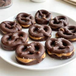 - 1 cup creamy peanut butter - 1 cup powdered sugar - 1 cup mini pretzels - 1 cup semi-sweet chocolate chips - 1 tablespoon coconut oil - Sea salt for sprinkling (optional) To make chocolate-covered peanut butter pretzels, gather all your ingredients first. Start with creamy peanut butter. This thick spread gives the pretzel a rich taste. You also need powdered sugar. This sweetens the peanut butter and makes it thick. Next, grab mini pretzels. Their salty crunch pairs well with sweet chocolate and peanut butter. For coating, use semi-sweet chocolate chips. They melt well and taste great. Add coconut oil to the chocolate. It helps the chocolate melt smoothly. Lastly, sea salt is optional. A sprinkle on top adds a nice touch. You can adjust the amount based on your taste. Now that you have everything, you're ready to create a sweet and salty treat! {{ingredient_image_1}} First, gather your ingredients. You need one cup of creamy peanut butter and one cup of powdered sugar. In a medium bowl, mix these two together. Use a spatula or spoon to blend them well. The mix should be thick but smooth. This is your peanut butter mixture. Now, take your mini pretzels. Spread about a teaspoon of the peanut butter mix on one side of a pretzel. Then, press another pretzel on top to make a sandwich. Repeat this for all pretzels until you have a nice stack of sandwiches. Make sure they are filled well for the best taste. Next, we melt the chocolate. Put one cup of semi-sweet chocolate chips and one tablespoon of coconut oil in a microwave-safe bowl. Heat it in the microwave for 30 seconds. Stir the chocolate, then heat again if needed. Keep doing this until the chocolate is smooth. Now, dip each pretzel sandwich into the melted chocolate. Let the extra chocolate drip off before placing them on a lined baking sheet. Finally, we let the chocolate harden. Place all the chocolate-covered pretzels in the fridge for about 30 minutes. This will help the chocolate set up nicely. If you like, sprinkle some sea salt on top before they harden. This adds a nice touch of flavor. Enjoy your tasty treats! To get a smooth chocolate coating, use semi-sweet chocolate chips. Mix in one tablespoon of coconut oil. This helps the chocolate melt evenly. Heat in short bursts, stirring often. This way, you avoid burning the chocolate. When it's smooth, dip each pretzel sandwich fully. Let excess chocolate drip off before placing them on parchment paper. Start with creamy peanut butter for a smooth texture. Mix in powdered sugar until it’s thick but spreadable. Use a teaspoon for easy spreading. Place a thin layer on one side of the pretzel. Then, press another pretzel on top. This will help balance the flavors in each bite. To keep your pretzels fresh, use an airtight container. Line the bottom with parchment paper to avoid sticking. Store them in a cool, dry place. If you want them to last longer, refrigerate them. They can stay fresh for up to a week. If frozen, they can last for months! Pro Tips Chill the Chocolate: For a smoother dipping experience, chill the melted chocolate for a few minutes before dipping the pretzels. This helps it to adhere better to the pretzels. Use Quality Chocolate: Choosing high-quality chocolate will enhance the flavor of your pretzels. Look for chocolate with a cocoa content of at least 60% for a rich taste. Experiment with Flavors: Feel free to add a pinch of cinnamon or a splash of vanilla extract to the peanut butter mixture for an extra flavor boost. Storage Tips: Store the chocolate-dipped pretzels in an airtight container at room temperature to keep them fresh for up to a week. {{image_2}} You can use different types of chocolate for your pretzels. Semi-sweet chocolate is a classic choice. It gives a nice balance of sweet and rich flavors. Dark chocolate has a deeper taste and pairs well with peanut butter. Milk chocolate is sweeter and creamier, perfect for kids or those who love sweet treats. You can even try white chocolate for a sweet twist. Each type of chocolate offers a unique flavor profile, so feel free to experiment! Peanut butter isn’t the only option! Almond butter is a great choice for a change. It has a nutty taste and works well in this recipe. Cashew butter is another option, with its creamy texture and mild flavor. Sunflower seed butter is a fantastic nut-free alternative. It adds a different taste while keeping your treats safe for allergies. Each nut butter will give your pretzels a new personality, so mix it up! You can make your pretzels even more fun by adding toppings or mix-ins. Try sprinkling crushed nuts on top of the chocolate. They add crunch and flavor. You can also use sprinkles for a festive look. Drizzling caramel or white chocolate on top gives extra sweetness. For a spicy kick, add a dash of cayenne pepper to the chocolate. Get creative with your toppings to make each batch unique! To keep your chocolate covered peanut butter pretzels fresh, store them in an airtight container. Place a piece of parchment paper between layers to avoid sticking. Keep them at room temperature if you plan to eat them within a week. For longer storage, refrigerate them to maintain their crunch and taste. You can also freeze these treats for up to three months. Before freezing, wrap each pretzel in plastic wrap. This helps keep them fresh and prevents freezer burn. Once wrapped, place them in a freezer-safe bag or container. When you're ready to eat, let them thaw at room temperature. Use glass or plastic containers with tight lids for best results. Avoid using containers that are too big, as excess air can make them stale. If you have a vacuum sealer, that’s even better! Vacuum-sealed bags keep the pretzels fresh for a longer time. Chocolate covered peanut butter pretzels last about one week at room temperature. You can keep them in an airtight container. If you store them in the fridge, they may last up to two weeks. Just remember that the chocolate might get a bit hard in the fridge. Yes, you can use crunchy peanut butter! It will give your pretzels a nice texture. The crunch adds a fun twist to the creamy filling. Just mix it well with the powdered sugar to keep it spreadable. The best chocolate for dipping is semi-sweet chocolate. It has a good balance of sweetness and richness. You can also try dark chocolate for a richer taste. White chocolate works too, but it’s sweeter. Yes, you can use sun butter or soy nut butter as nut-free options. Both will give you a similar creamy texture. They work well with the pretzels and chocolate for a tasty treat. Just make sure to check for allergies when sharing with others. These chocolate-covered peanut butter pretzels are easy to make and fun to enjoy. We discussed every ingredient you need and how to create tasty pretzel sandwiches. I shared tips for the perfect coating and ideas for storage. You can try different chocolates and nut butters for fun twists. In conclusion, these treats are simple, delicious, and customizable. Enjoy making them with friends and family!